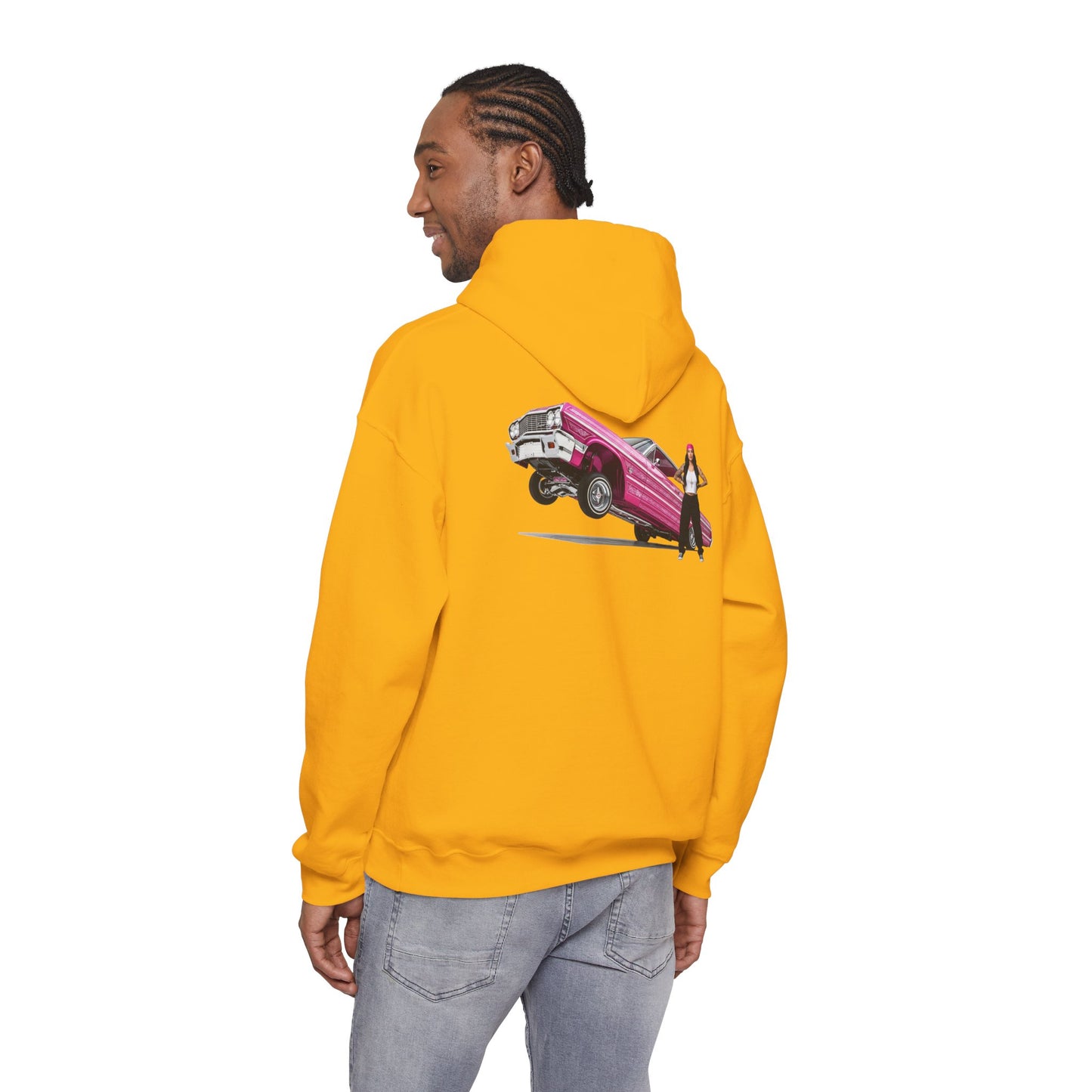 1964 Chevy Impala Hydraulics Lowrider Ink Drawing Hoodie - Old School Hip Hop Cholo Art Design - Chicano Car Club Graphic Hoodie