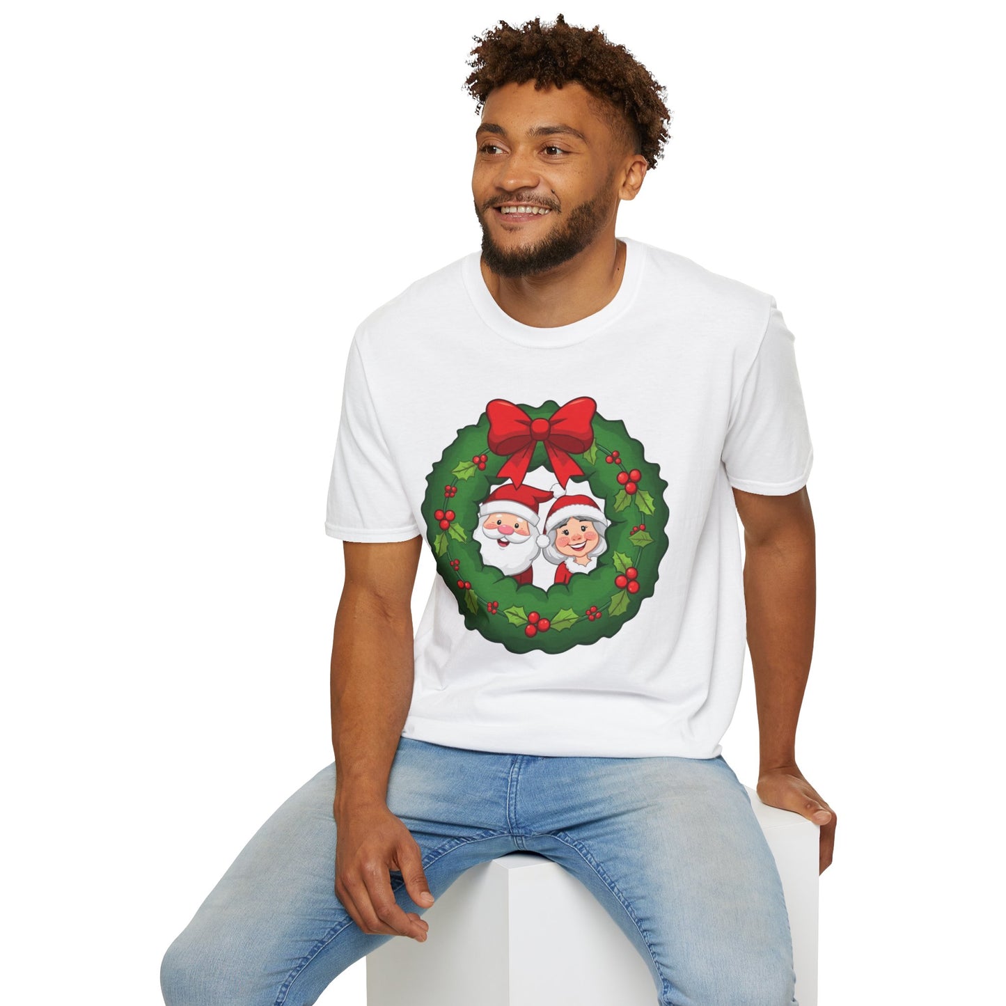 Santa and Mrs. Claus in a Wreath Shirt, Family Christmas Shirts, Christmas T Shirt, Holiday Shirt, Cute Xmas Shirt for the family, Holiday Gift
