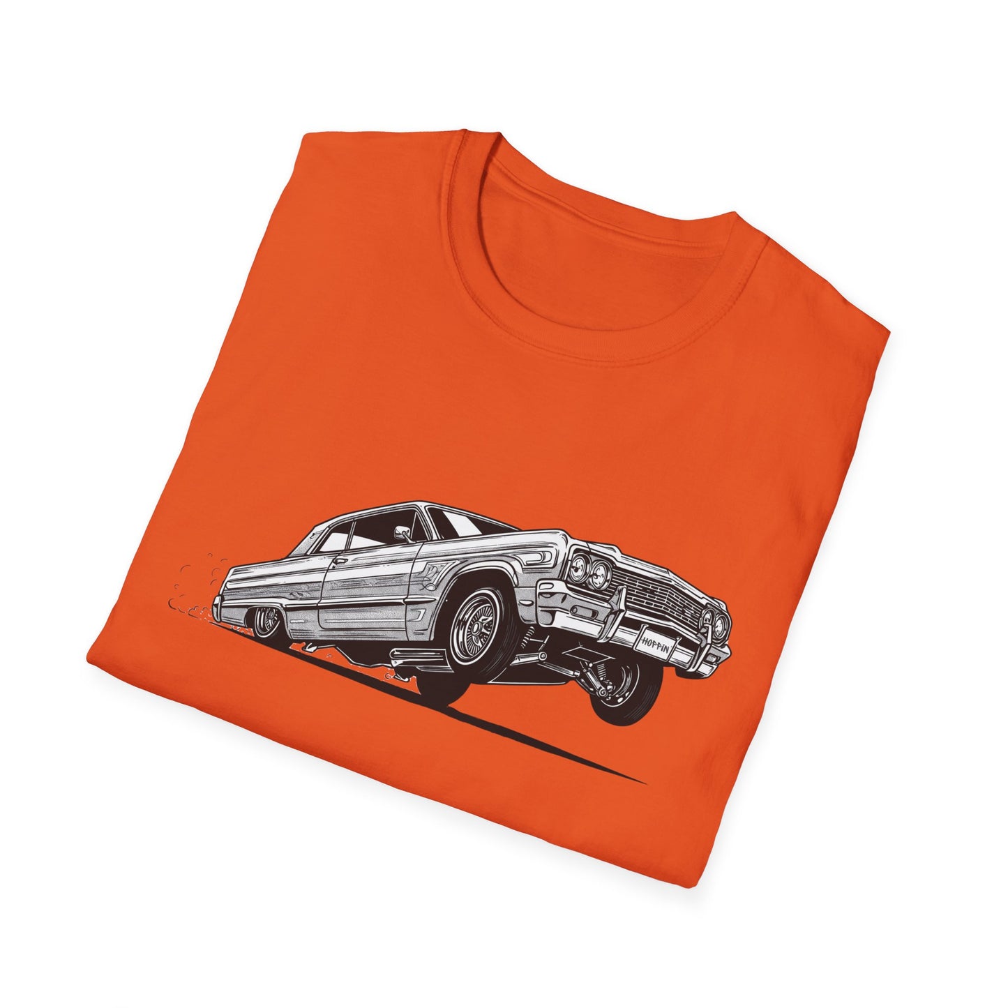 1964 Chevy Impala Hydraulics Lowrider Ink Drawing T-Shirt - Old School Hip Hop Cholo Art Tee Design - Chicano Car Club Graphic Tee