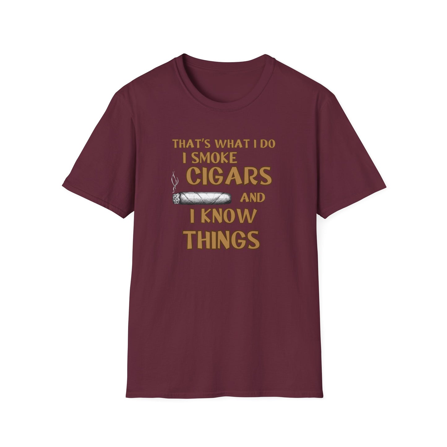 Smoke Cigars and Know Things Unisex T-Shirt, BBQ Pool Party Shirt, Fathers Day Gift, Relaxation Leisure, Cigar lover Gift, Grandpa Gift