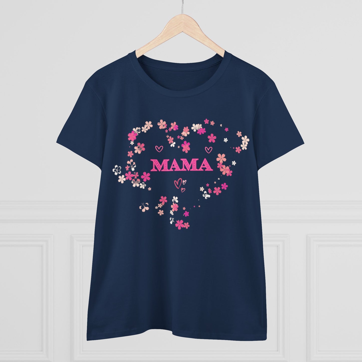 Floral Mama Women's Tee, Mother's Day Shirt, Heart Print Shirt, Mom Gift Shirt, Motherhood Tee, Mom Gift, MAMA Pride Shirt