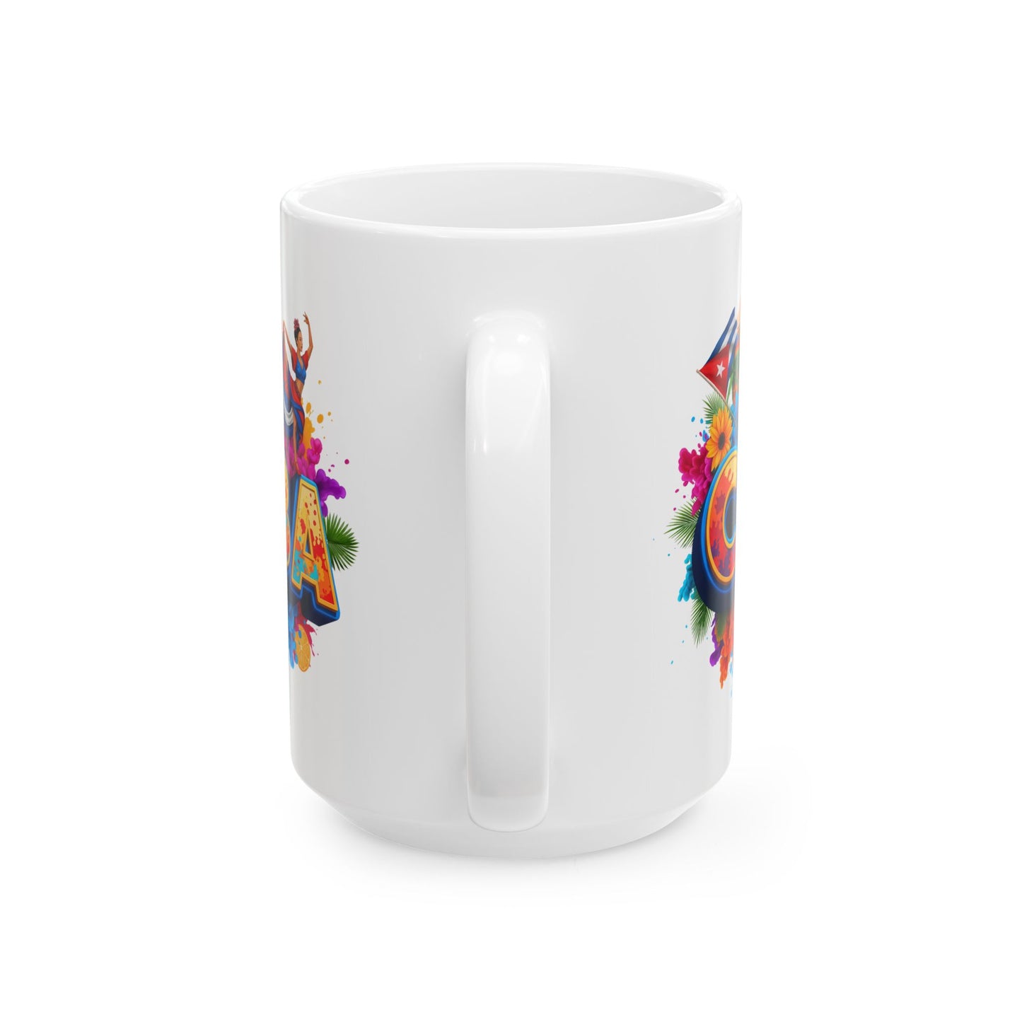 Colorful Cuban Flag Ceramic Mug, 11oz 15oz - Vibrant Cuba Souvenir Coffee Cup, Patriotic Tea Mug, Cuban American Gift, Kitchen Decor