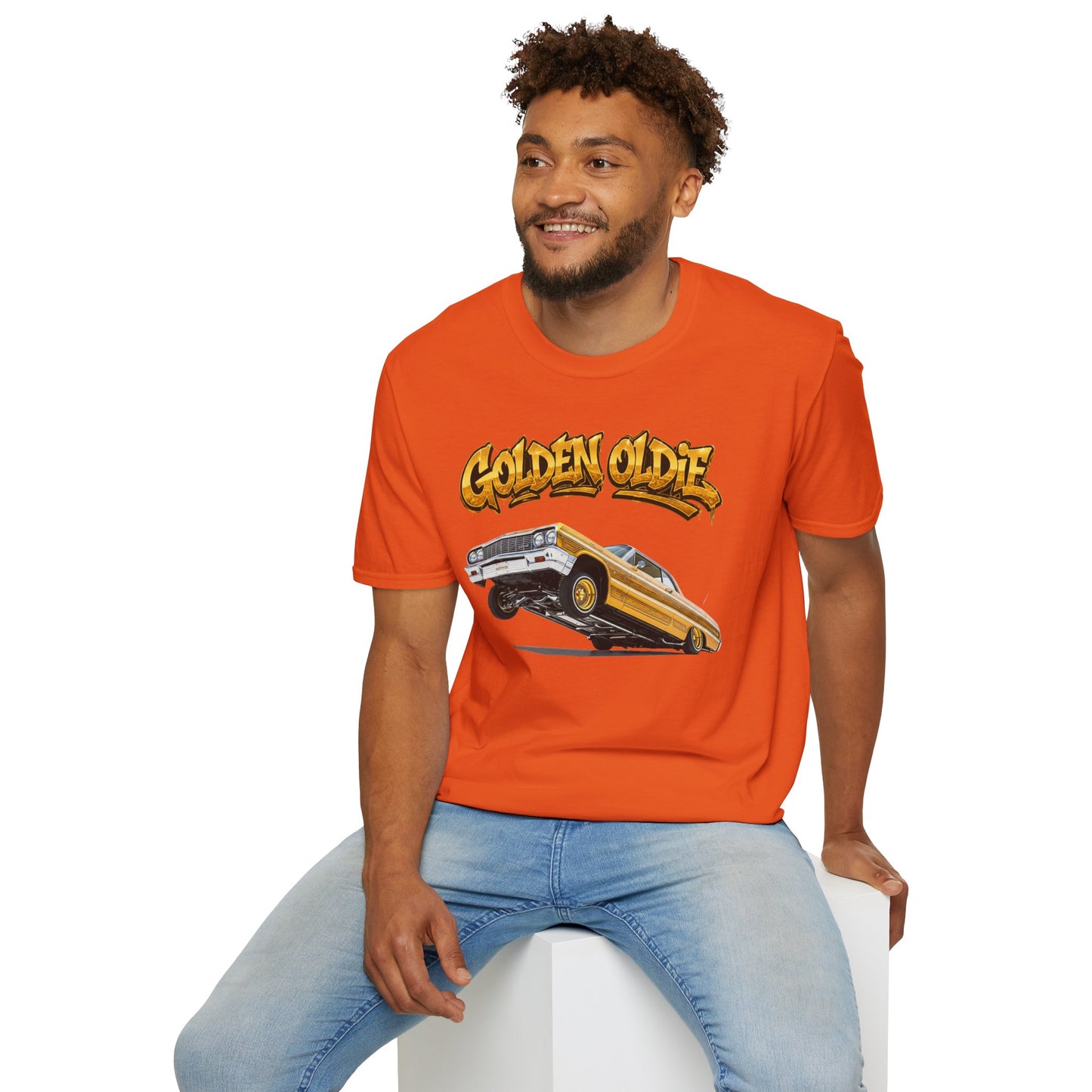 Golden Oldie Lowrider Shirt, Classic Car Tee, Vintage Auto Graphic Shirt, Car Enthusiast Gift, Retro Car Lover Tee
