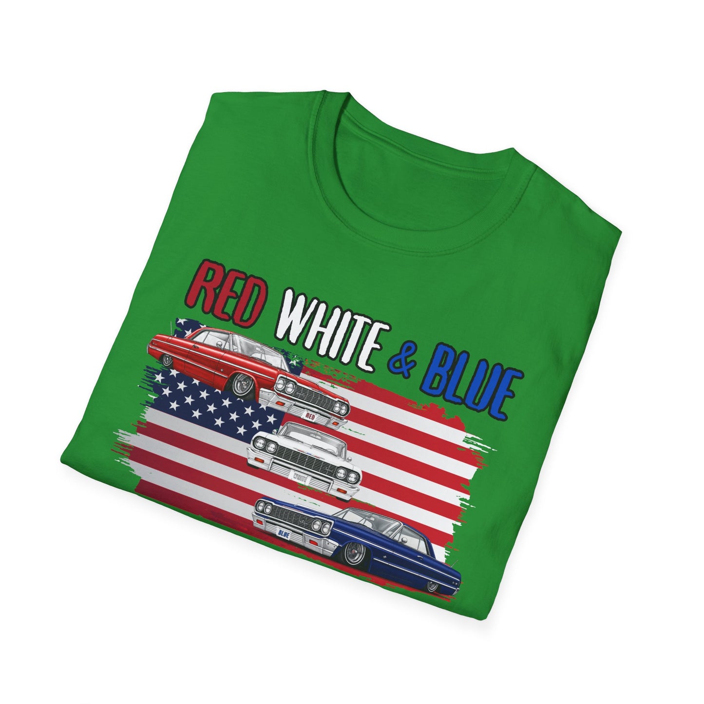 Patriotic Lowrider Shirt, Red White and Blue Car Tee, Classic Car Shirt, 4th of July Car Lover Gift, Unisex Auto Tee