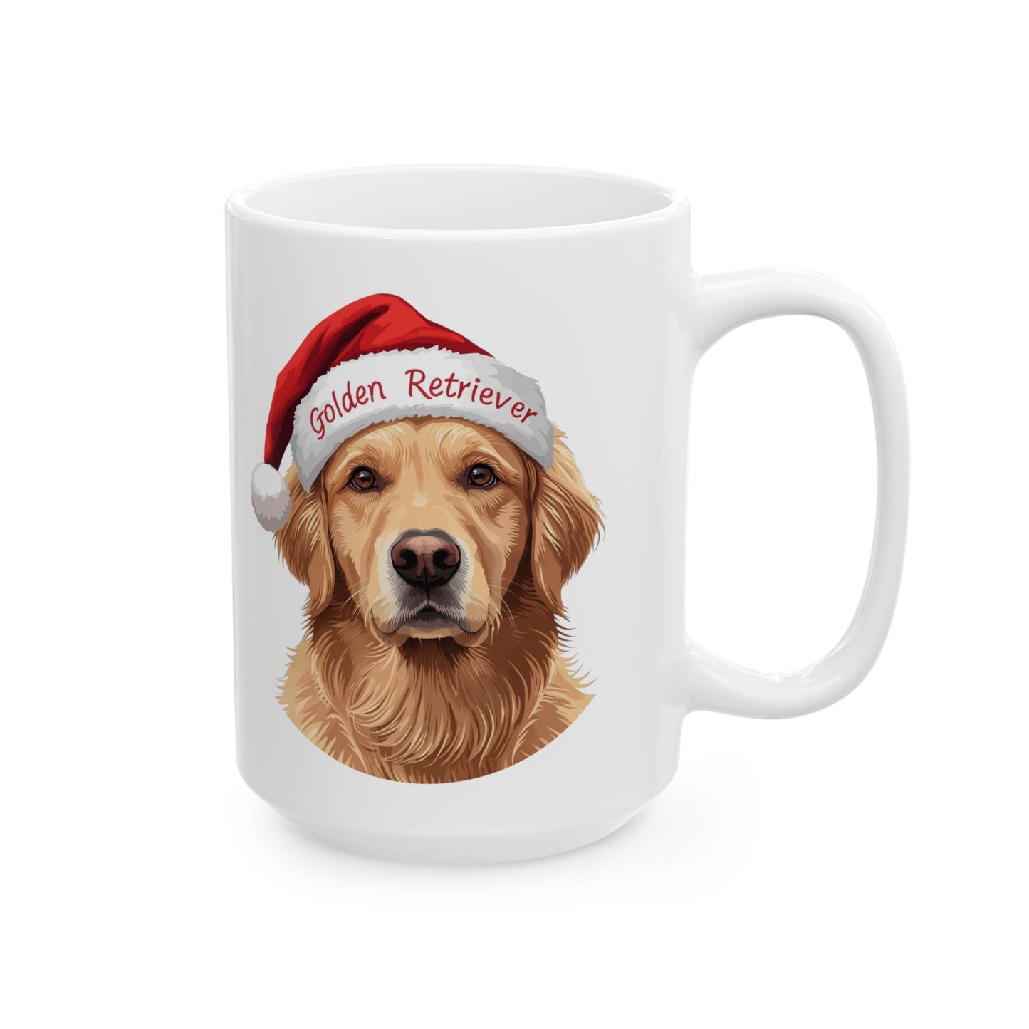 Golden Retriever Holiday Portrait Mug – Cute Holiday Coffee Cup, Festive Golden Retriever Ceramic Mug, Christmas Gift Idea (11oz/15oz)