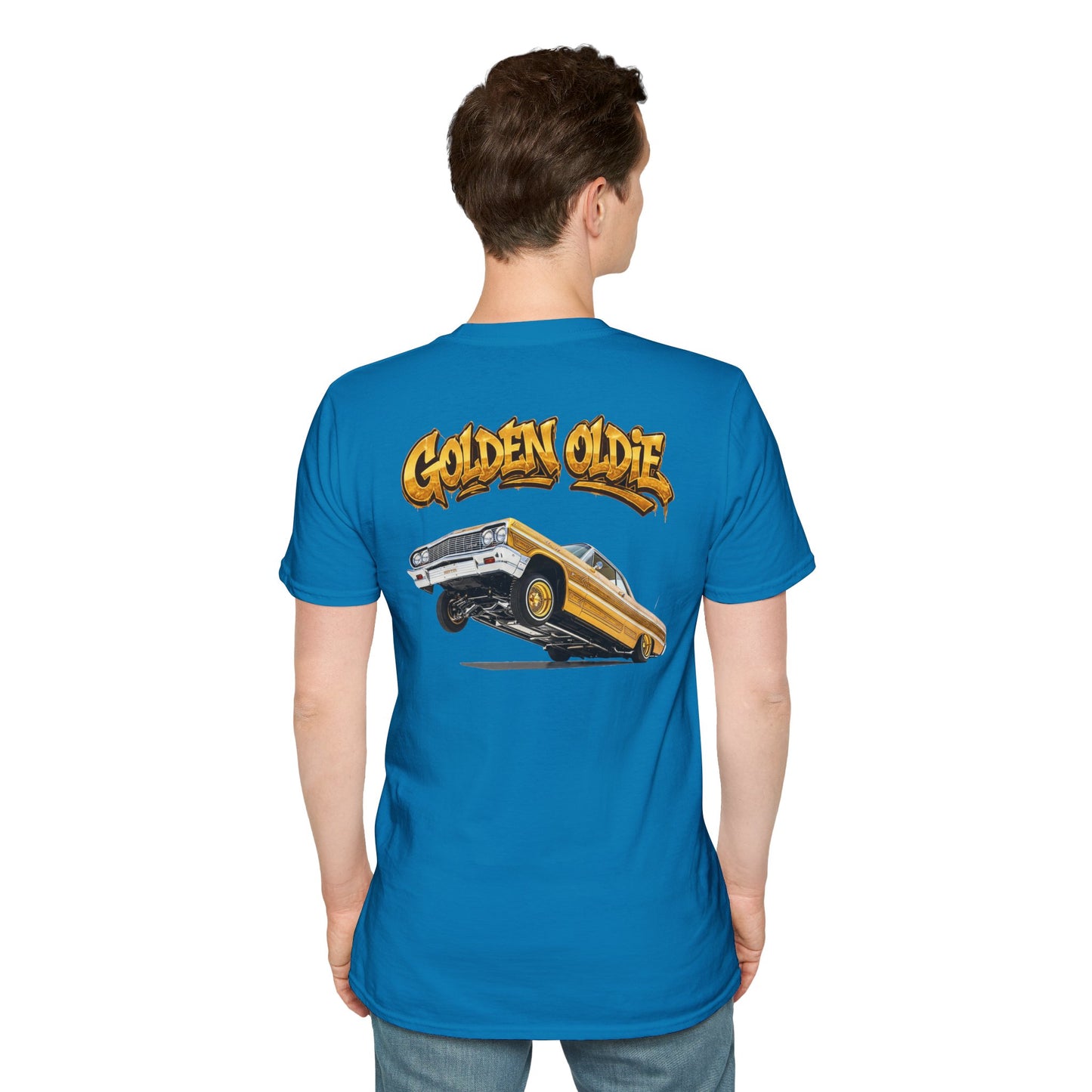 Back Print Lowrider Shirt, Golden Oldie Classic Car Tee, Vintage Car Enthusiast Shirt, Retro Auto Gift, Unisex Car Lover Tee