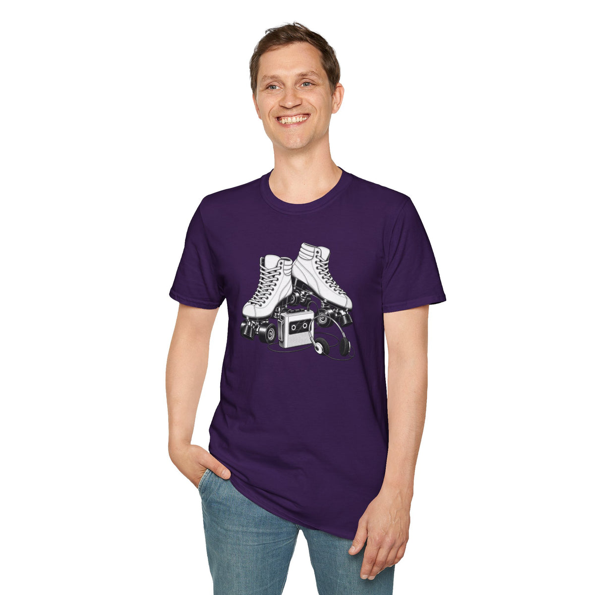 Roller Skate T-Shirt, Retro Cassette Tee, Vintage Roller Rink Shirt, Music Lover Gift, Skater Tee