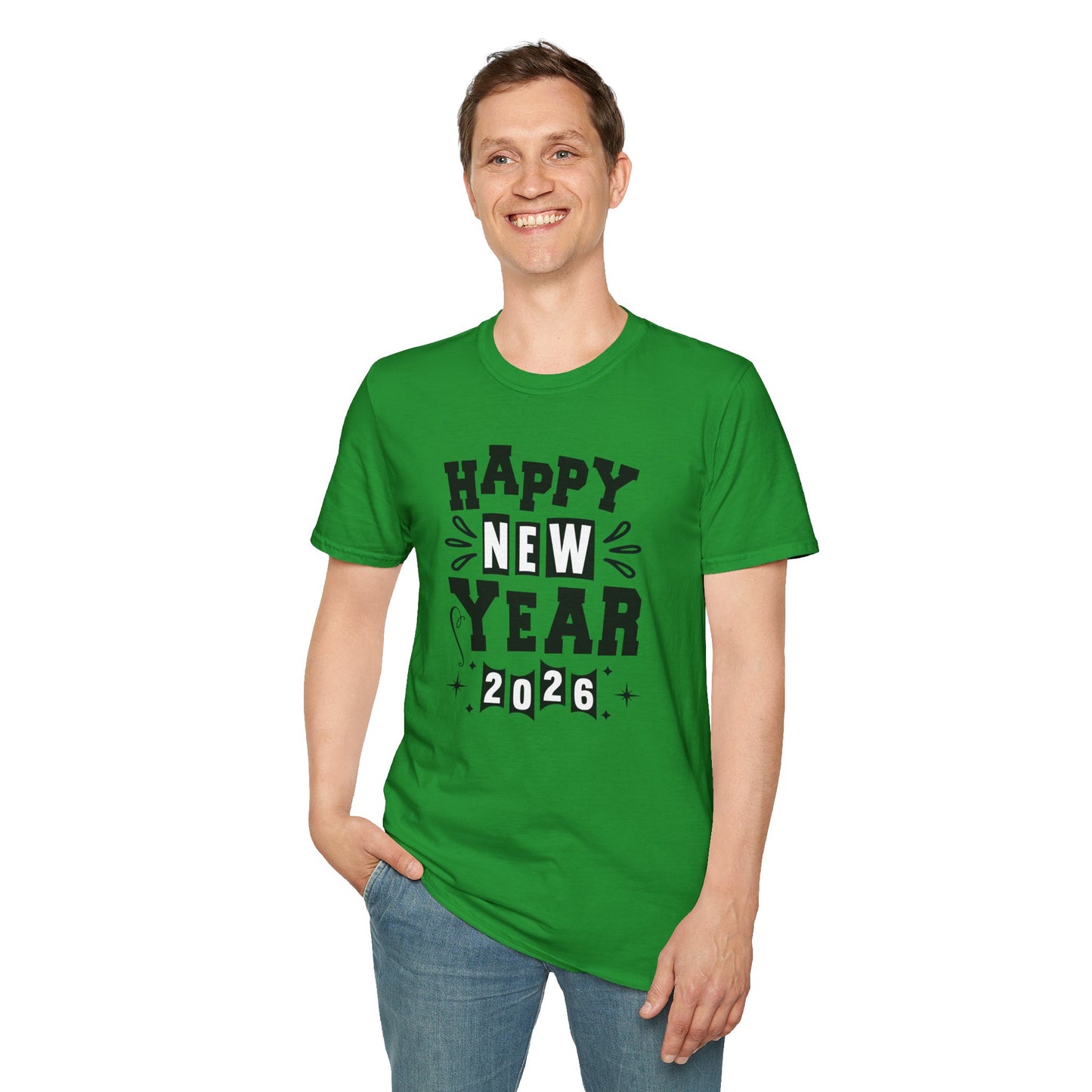Happy New Year 2026 T-Shirt – Retro New Year Graphic Tee, NYE Party Shirt, Vintage Bold Typography 2026 Shirt, New Year’s Eve Countdown Outfit