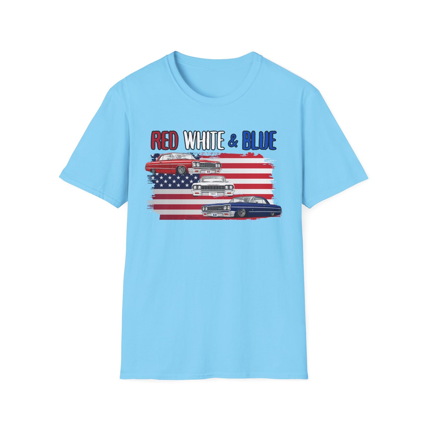 Patriotic Lowrider Shirt, Red White and Blue Car Tee, Classic Car Shirt, 4th of July Car Lover Gift, Unisex Auto Tee