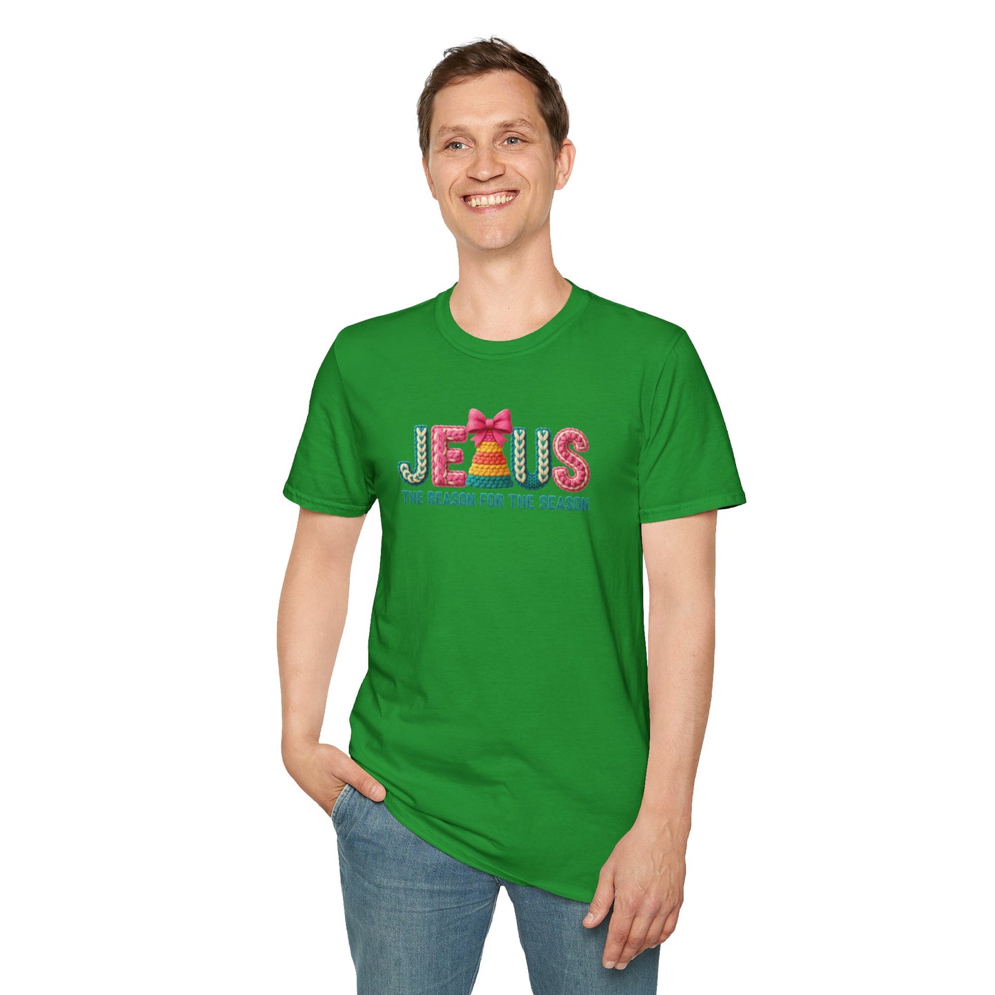 Jesus Christmas T-Shirt – The Reason for the Season Tee, Faith Christian Holiday Shirt with Bow Design