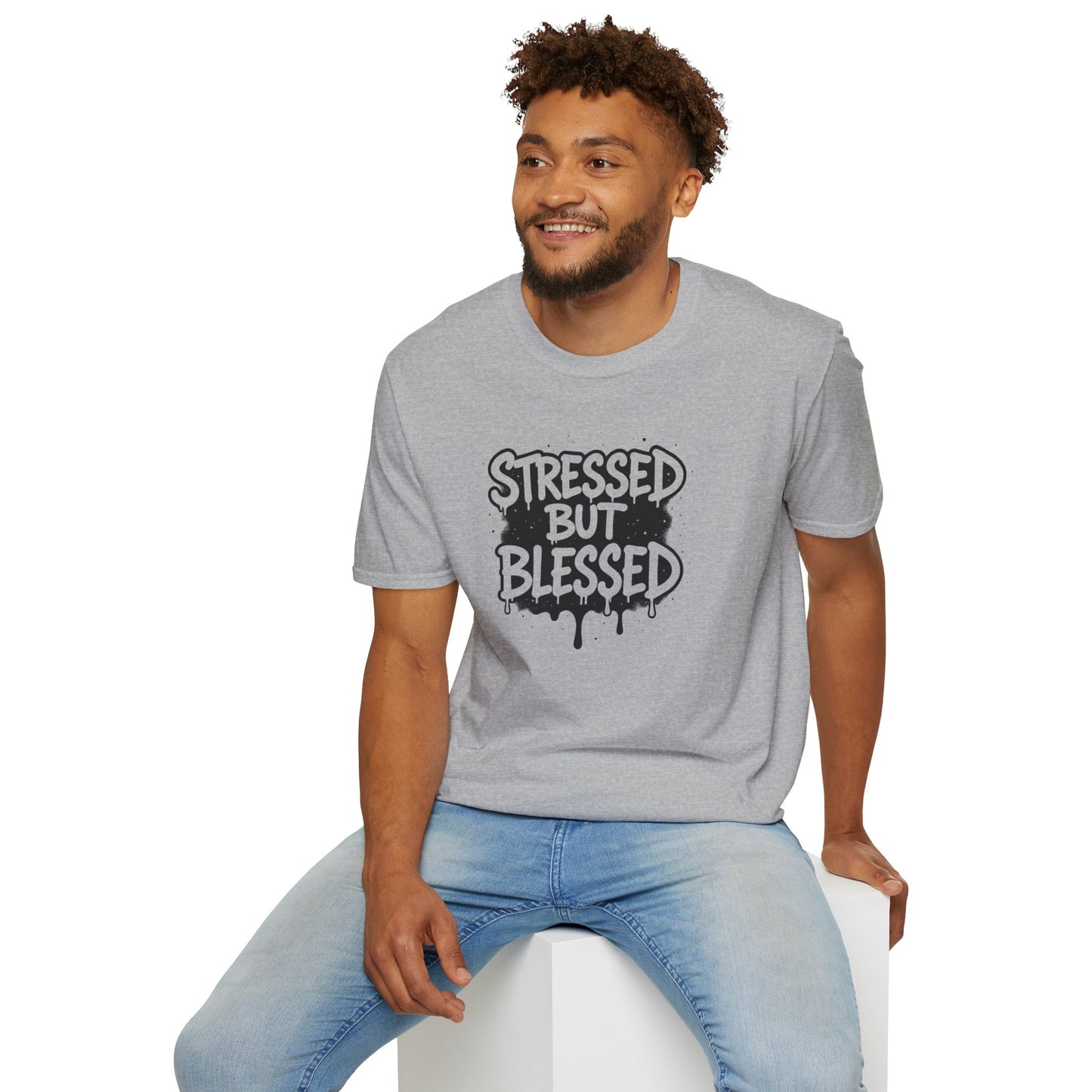 Stressed But Blessed T-Shirt – Inspirational Christian Quote Tee, Faith Graphic Shirt for Everyday Motivation