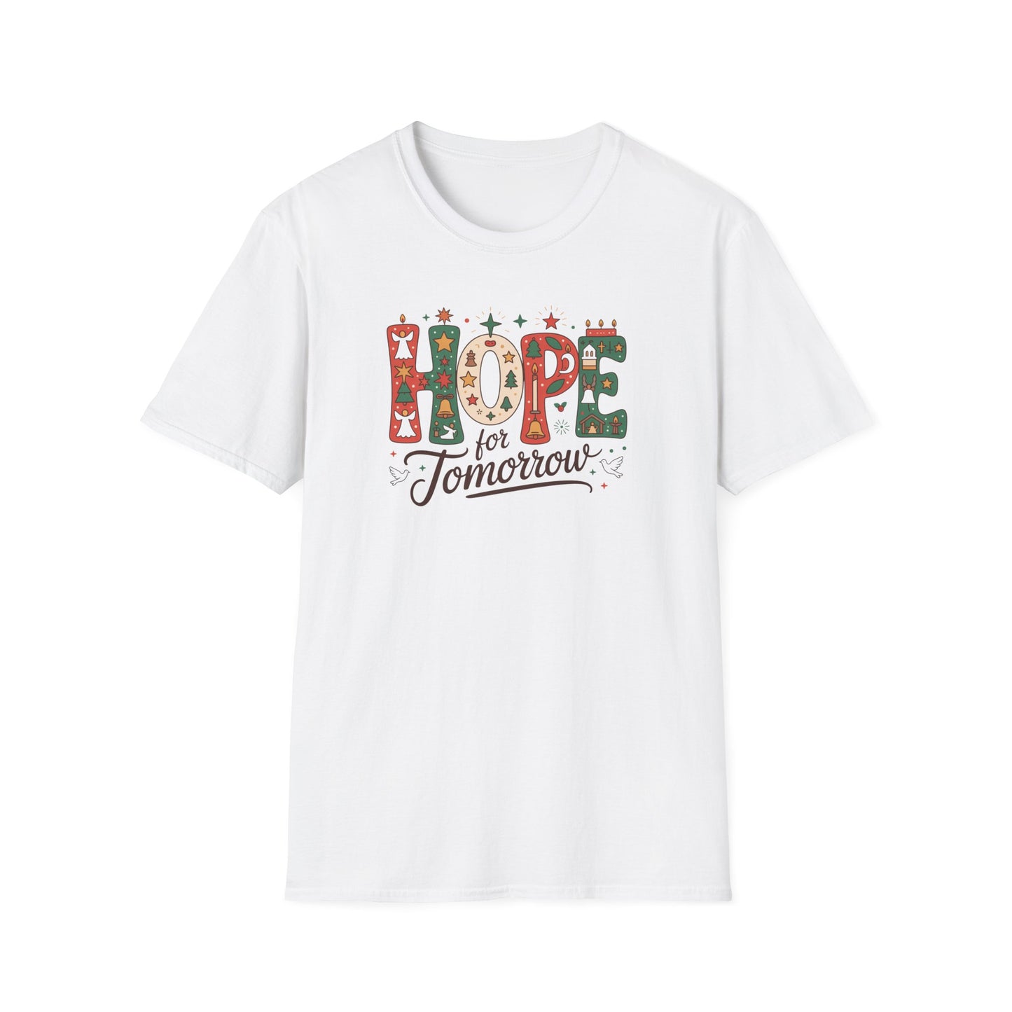 Hope for Tomorrow Christmas T-Shirt – Inspirational Holiday Faith Tee with Festive Lettering and Positive Message