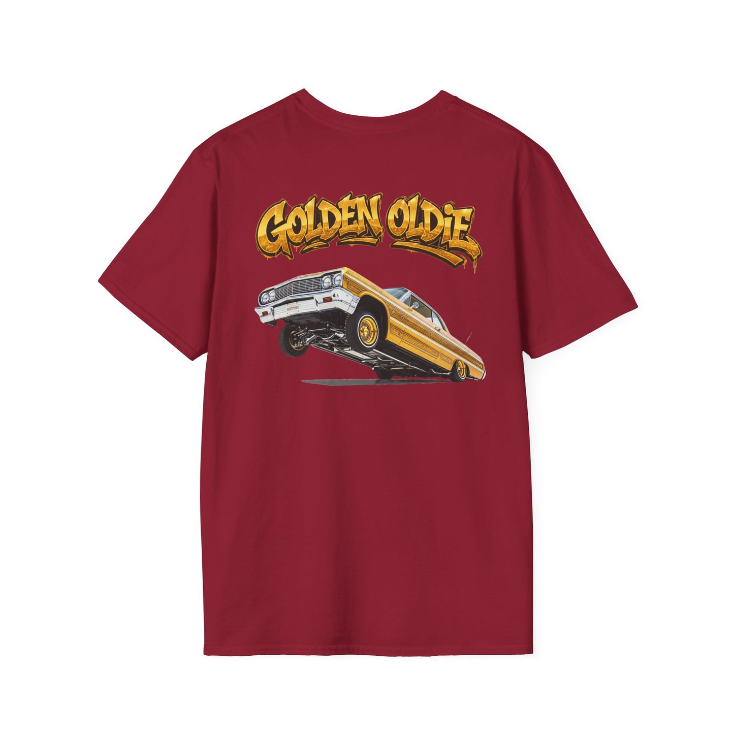 Back Print Lowrider Shirt, Golden Oldie Classic Car Tee, Vintage Car Enthusiast Shirt, Retro Auto Gift, Unisex Car Lover Tee