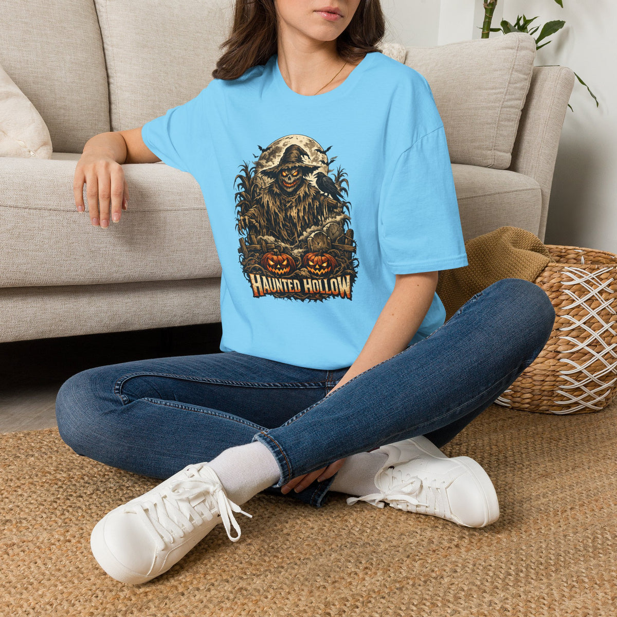 Halloween Horror Shirt, Haunted Hollow T-Shirt, Scary Scarecrow Tee, Pumpkin Graveyard Shirt, Spooky Season Gift