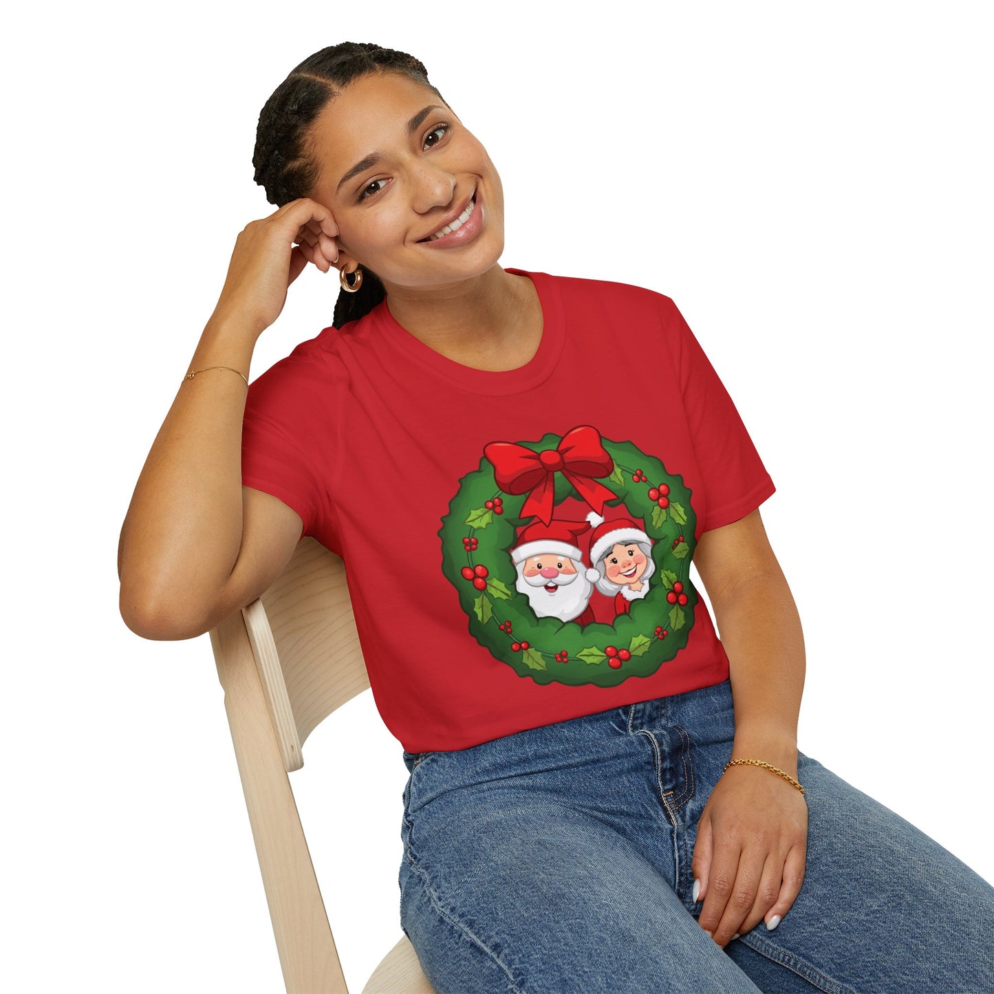 Santa and Mrs. Claus in a Wreath Shirt, Family Christmas Shirts, Christmas T Shirt, Holiday Shirt, Cute Xmas Shirt for the family, Holiday Gift