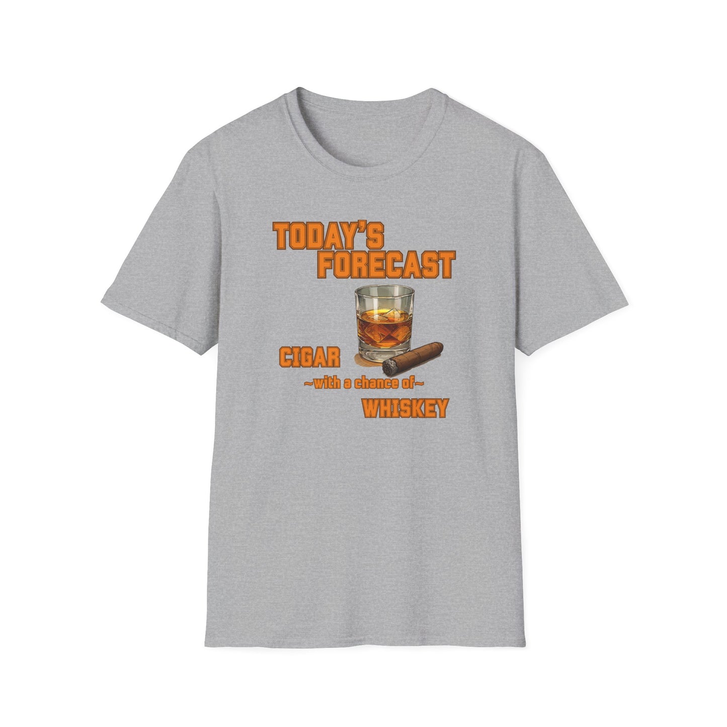 Today's Forecast Cigar with a chance of Whiskey Unisex T-Shirt, BBQ Pool Party Shirt, Fathers Day Gift, Relaxation Leisure, Cigar lover Gift