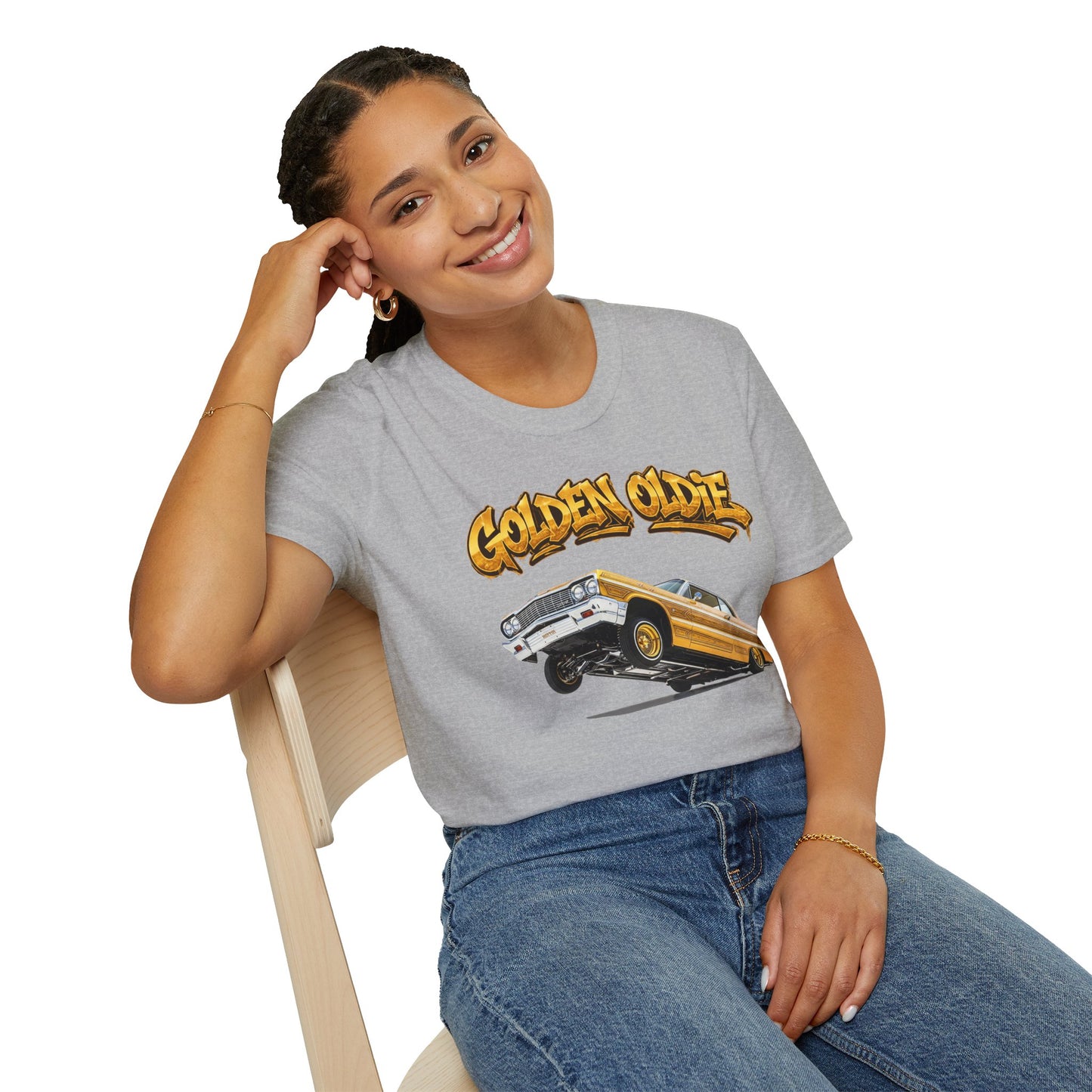 Golden Oldie Lowrider Shirt, Classic Car Tee, Vintage Auto Graphic Shirt, Car Enthusiast Gift, Retro Car Lover Tee