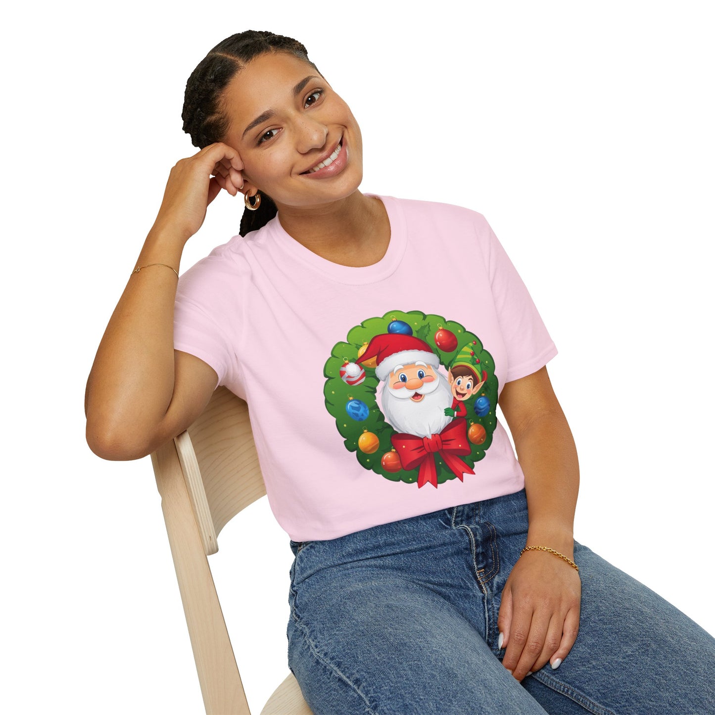 Santa and Elf on a Wreath Shirt, Family Christmas Shirts, Christmas T Shirt, Holiday Shirt, Cute Xmas Shirt for the family, Holiday Gift