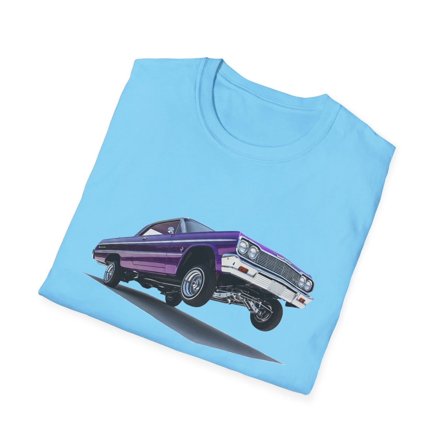 1964 Chevy Impala Hydraulics Lowrider Hoppin' Ink Drawing T-Shirt - Old School Hip Hop Cholo Art Tee Design - Chicano Car Club Graphic Tee