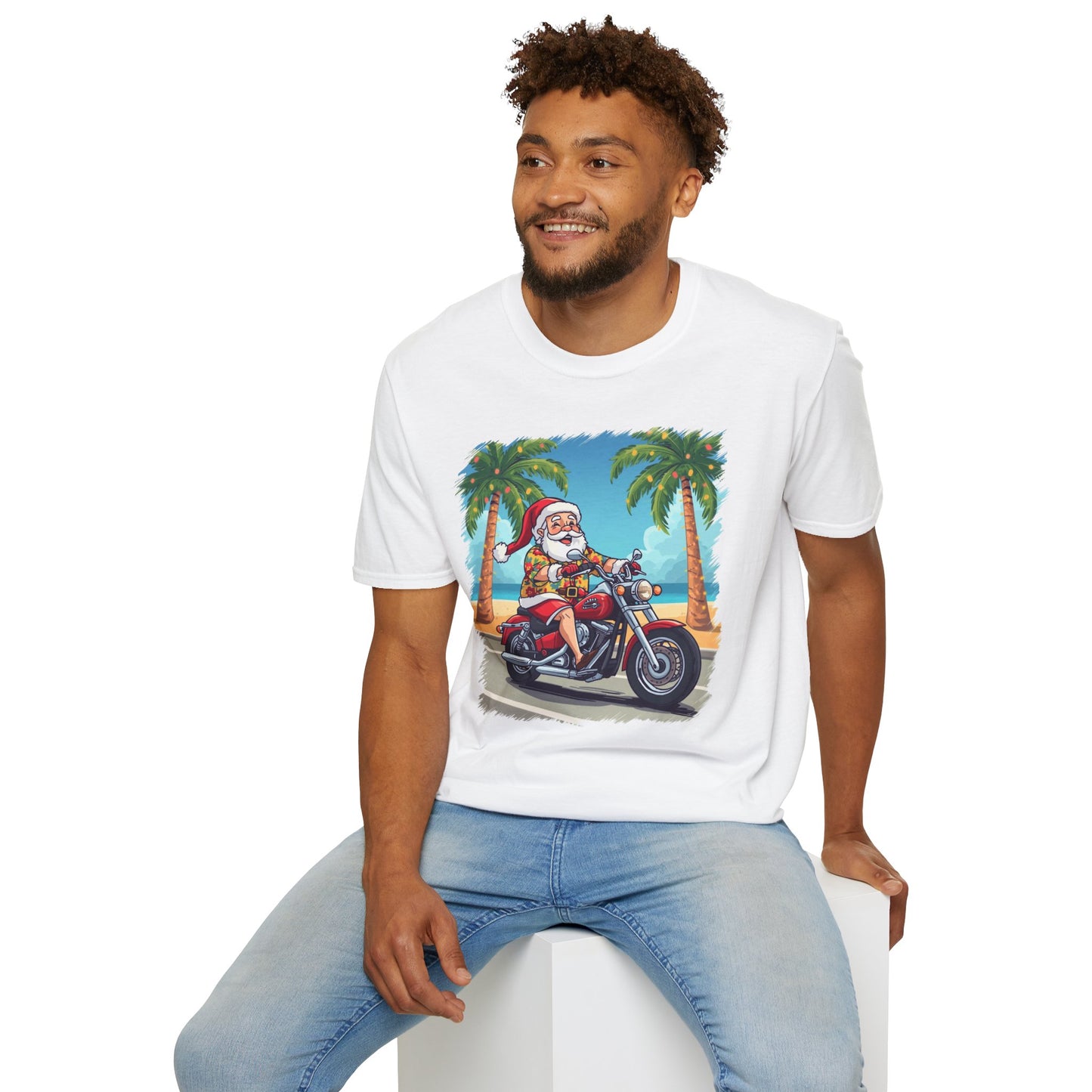 Tropical Santa riding a motorcycle shirt, Family Christmas Shirts, Christmas T Shirt, Holiday Shirt, Cute Xmas Shirt for the family, Holiday Gift
