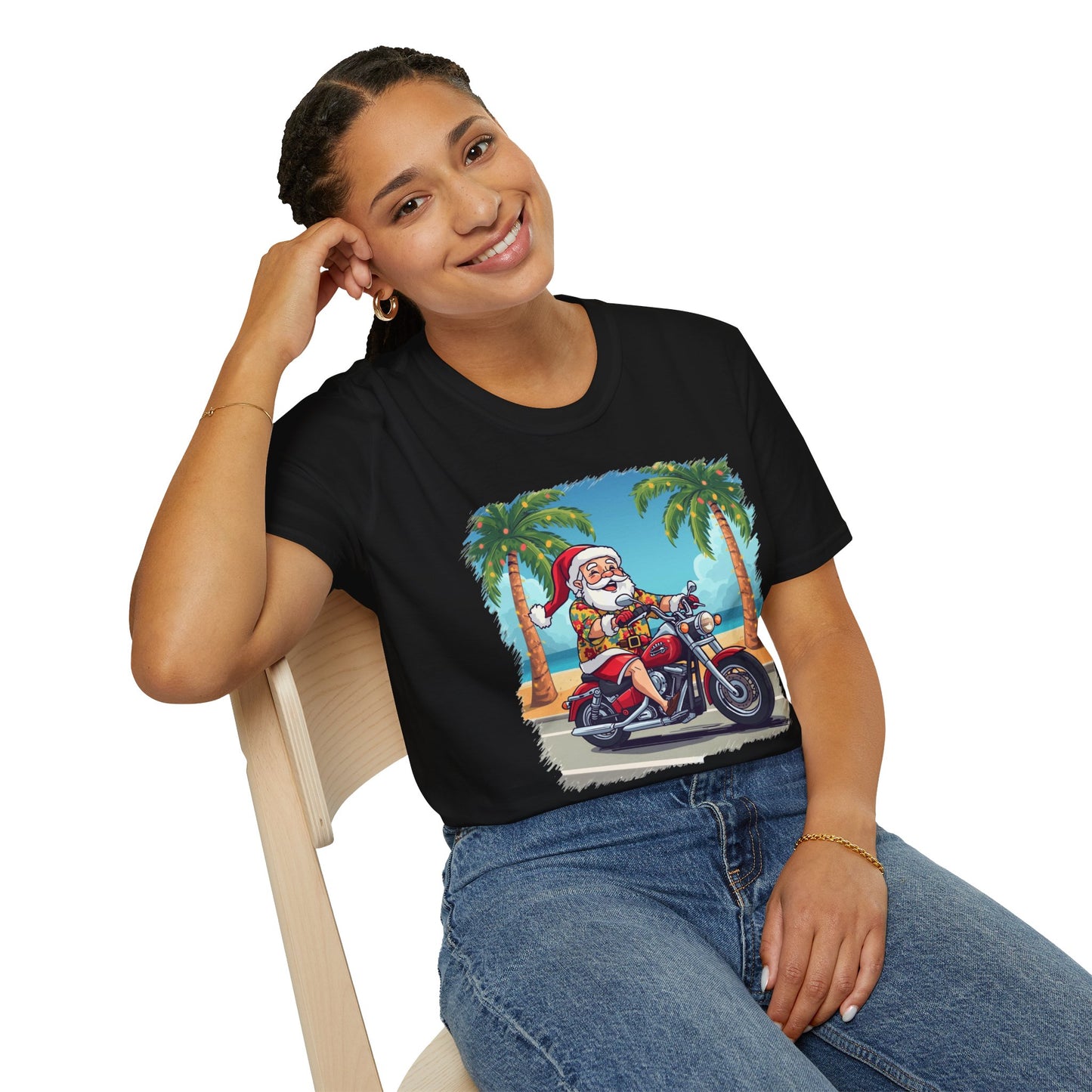 Tropical Santa riding a motorcycle shirt, Family Christmas Shirts, Christmas T Shirt, Holiday Shirt, Cute Xmas Shirt for the family, Holiday Gift