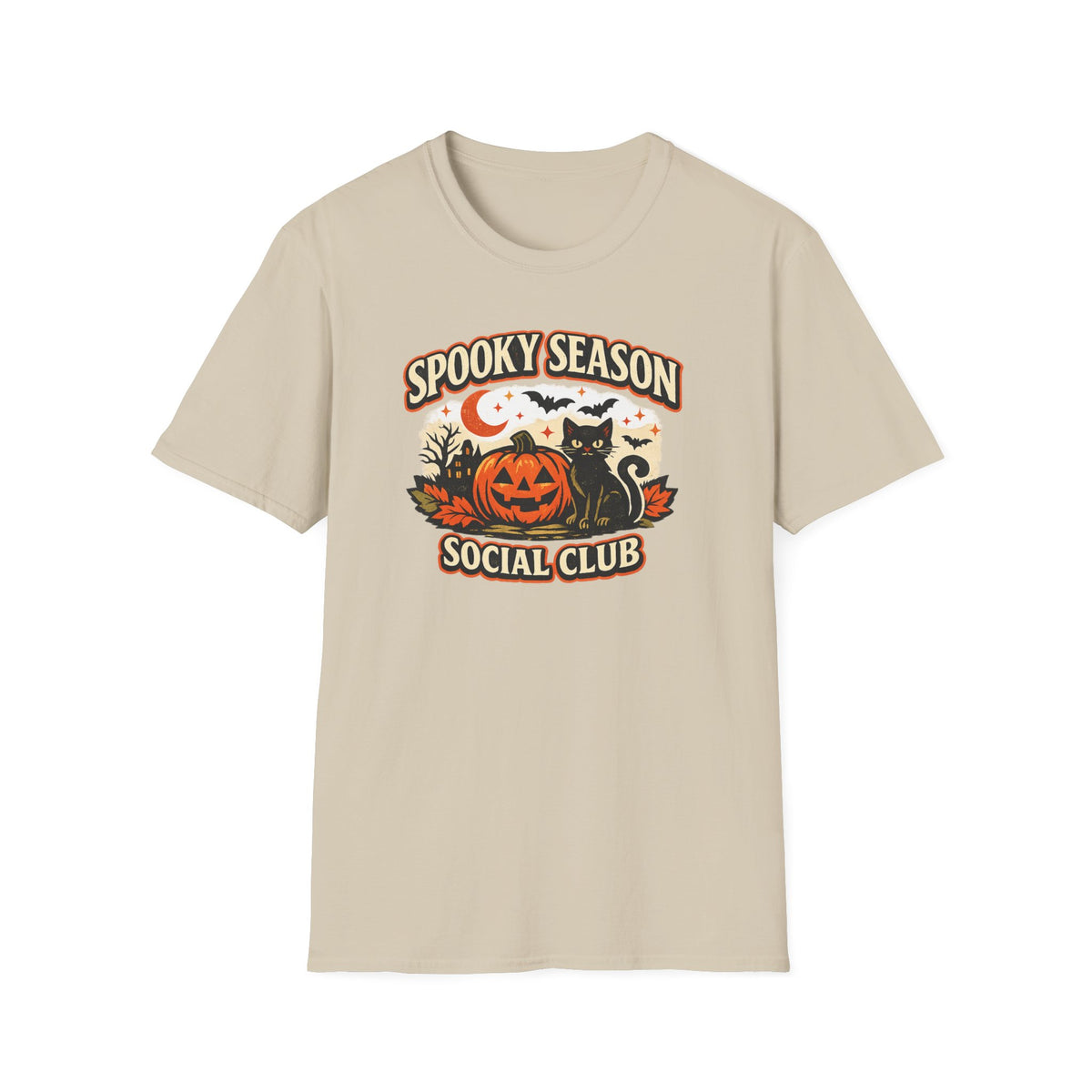 Halloween Black Cat Shirt, Spooky Season Social Club Tee, Pumpkin Cat T-Shirt, Cute Halloween Shirt, Fall Graphic Tee