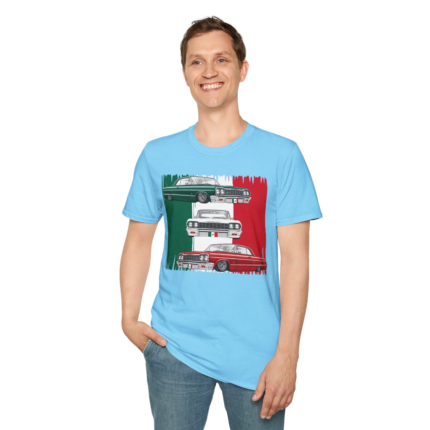 Lowrider Shirt, Mexican Flag Classic Car Tee, Vintage Car Graphic Shirt, Car Enthusiast Gift, Retro Auto Unisex Tee