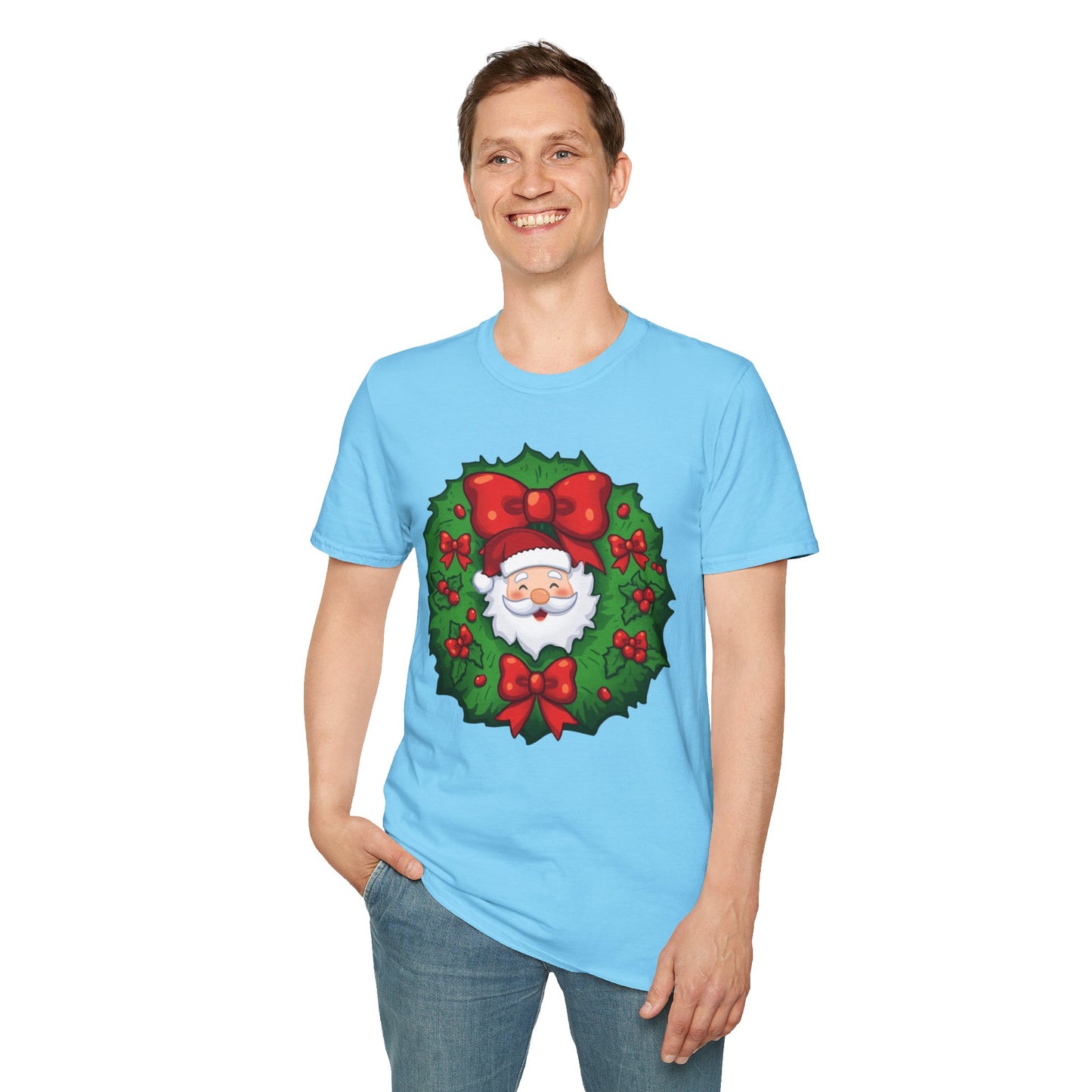 Santa Wreath Shirt, Family Christmas Shirts, Christmas T Shirt, Holiday Shirt, Cute Xmas Shirt for the family, Holiday Gift