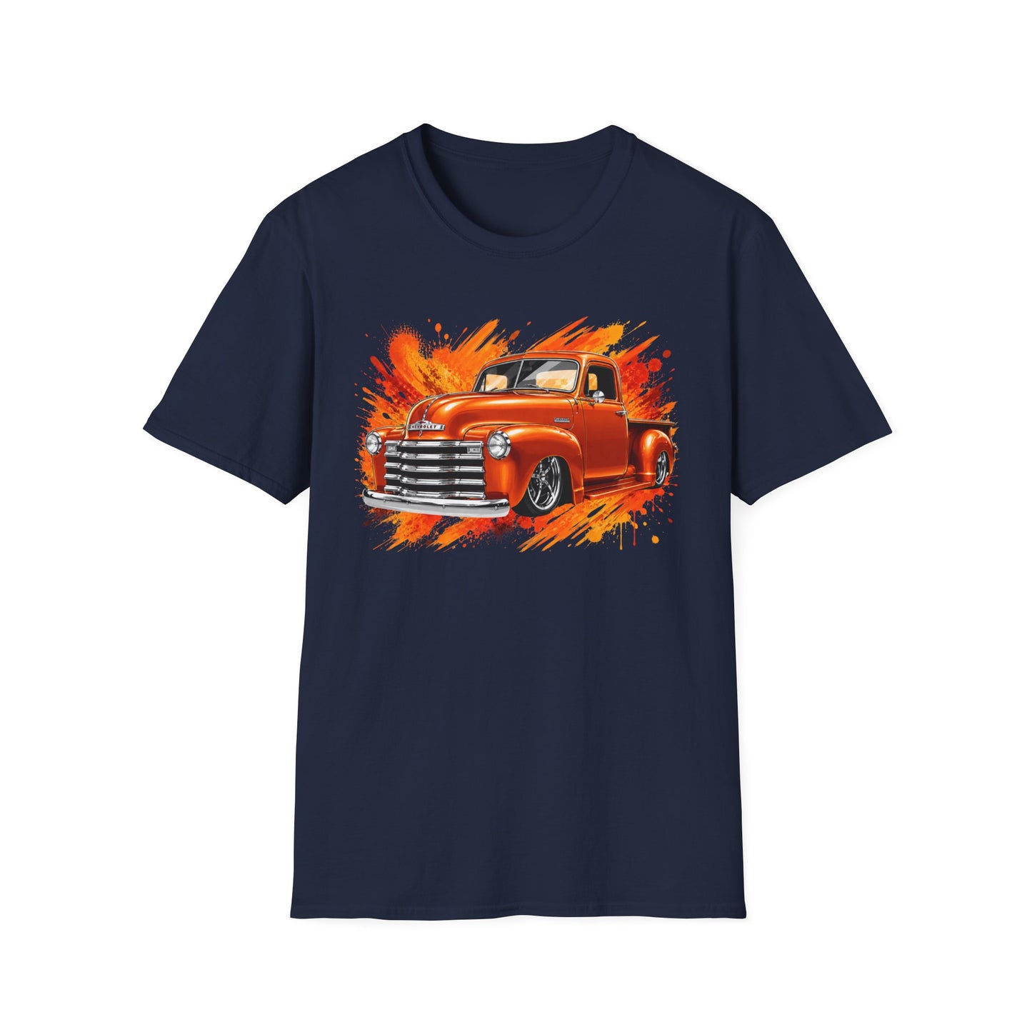 Orange Classic Truck T-Shirt, Vintage Pickup Graphic Tee, Custom Truck Shirt for Car Lovers