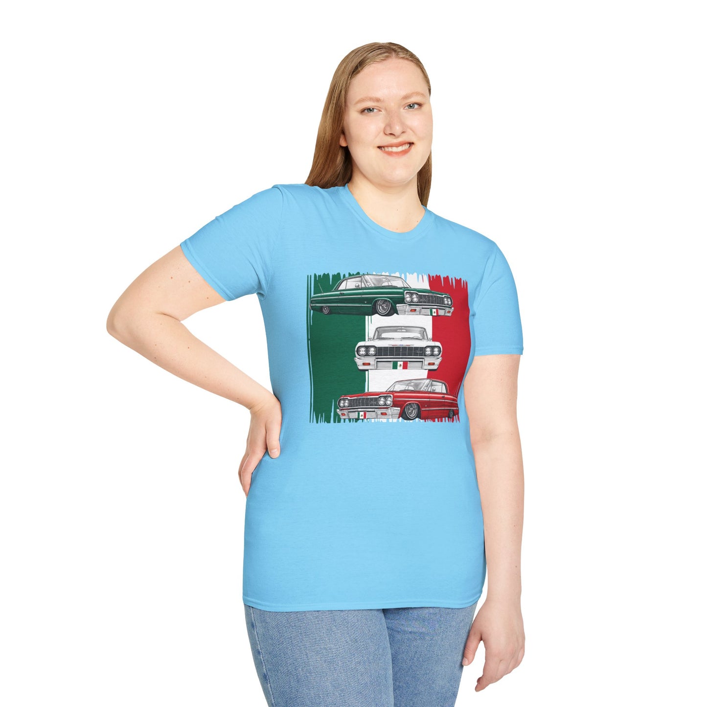 Lowrider Shirt, Mexican Flag Classic Car Tee, Vintage Car Graphic Shirt, Car Enthusiast Gift, Retro Auto Unisex Tee
