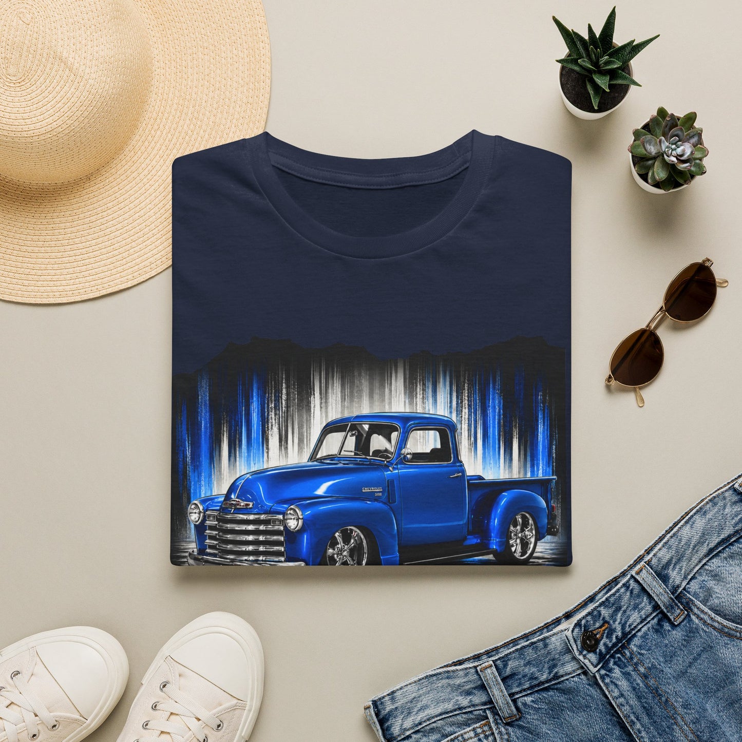 Vintage Truck Shirt, Blue Pickup Truck Tee, Classic Truck Graphic Shirt, Truck Enthusiast Gift, Retro Auto Unisex Tee