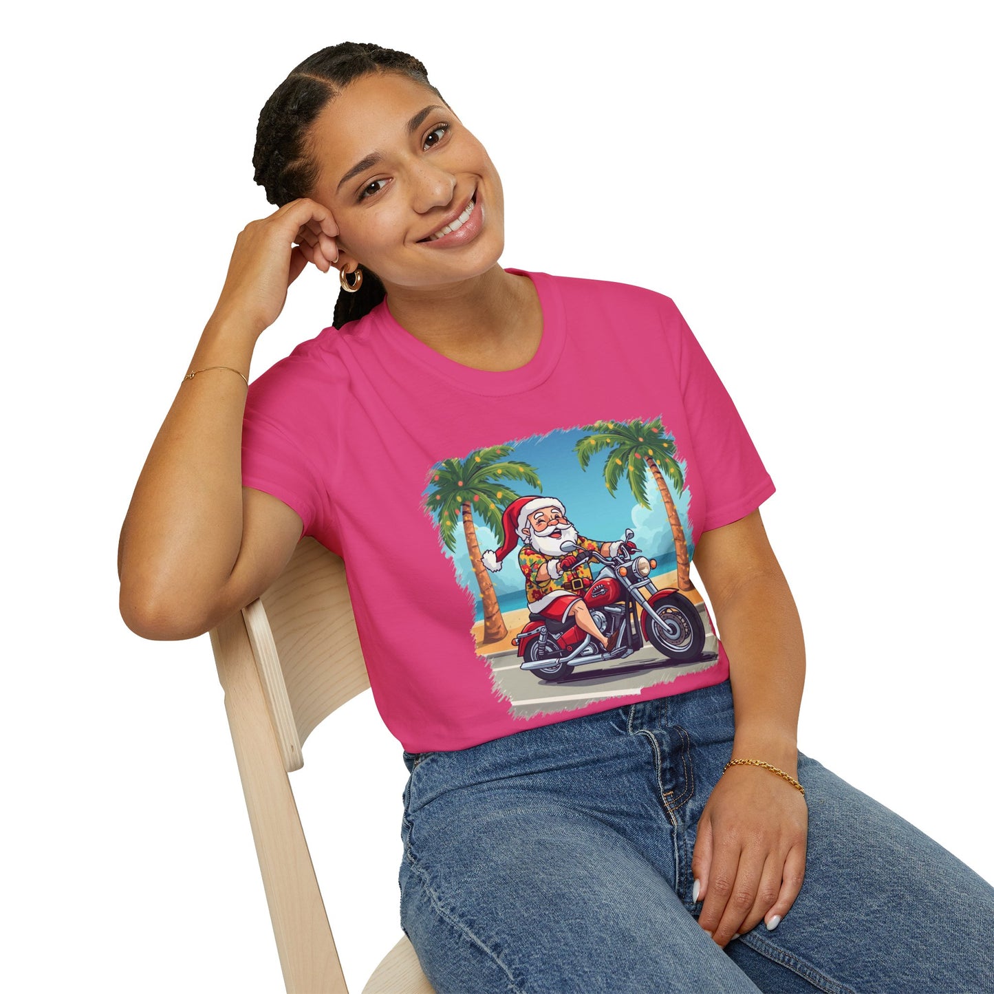 Tropical Santa riding a motorcycle shirt, Family Christmas Shirts, Christmas T Shirt, Holiday Shirt, Cute Xmas Shirt for the family, Holiday Gift