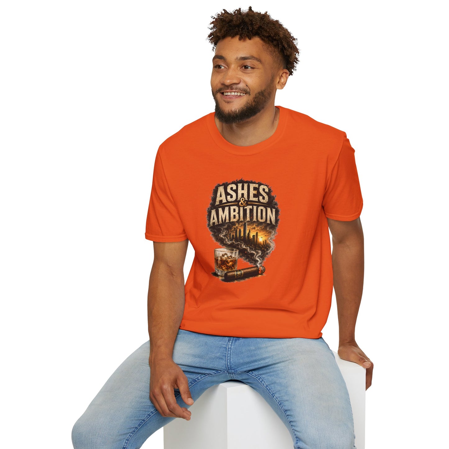 Ashes & Ambition Cigar T-Shirt – Whiskey, Success & Hustle Lifestyle Tee