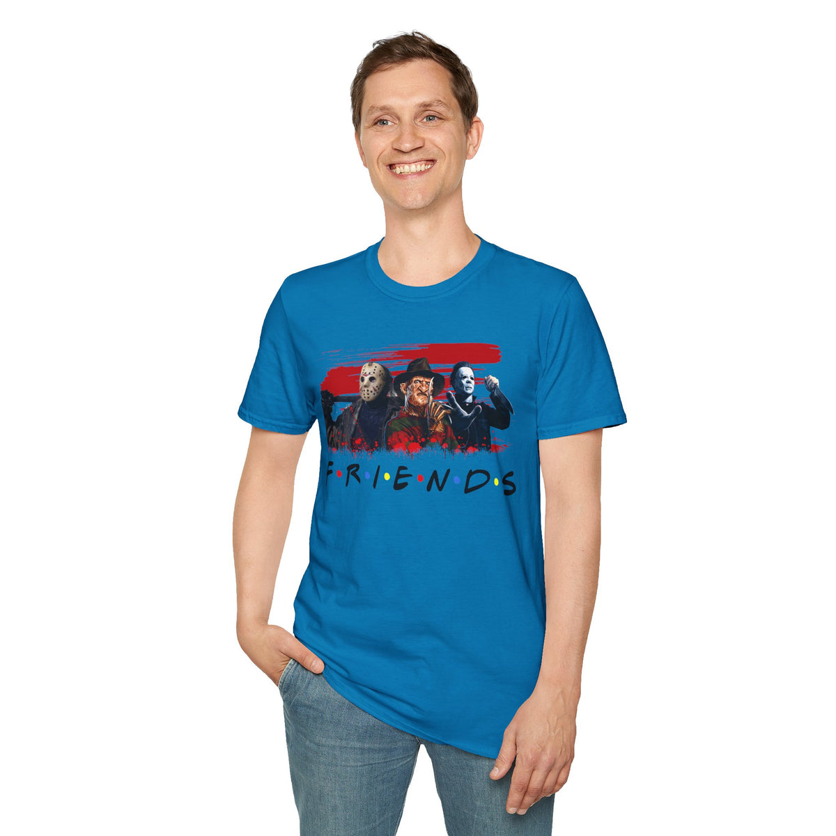 Horror Movie Villains Halloween Friends Softstyle T-Shirt, Scary Movie Tee, Halloween Shirt, Horror Movie Fan Gift, Horror Movie Characters