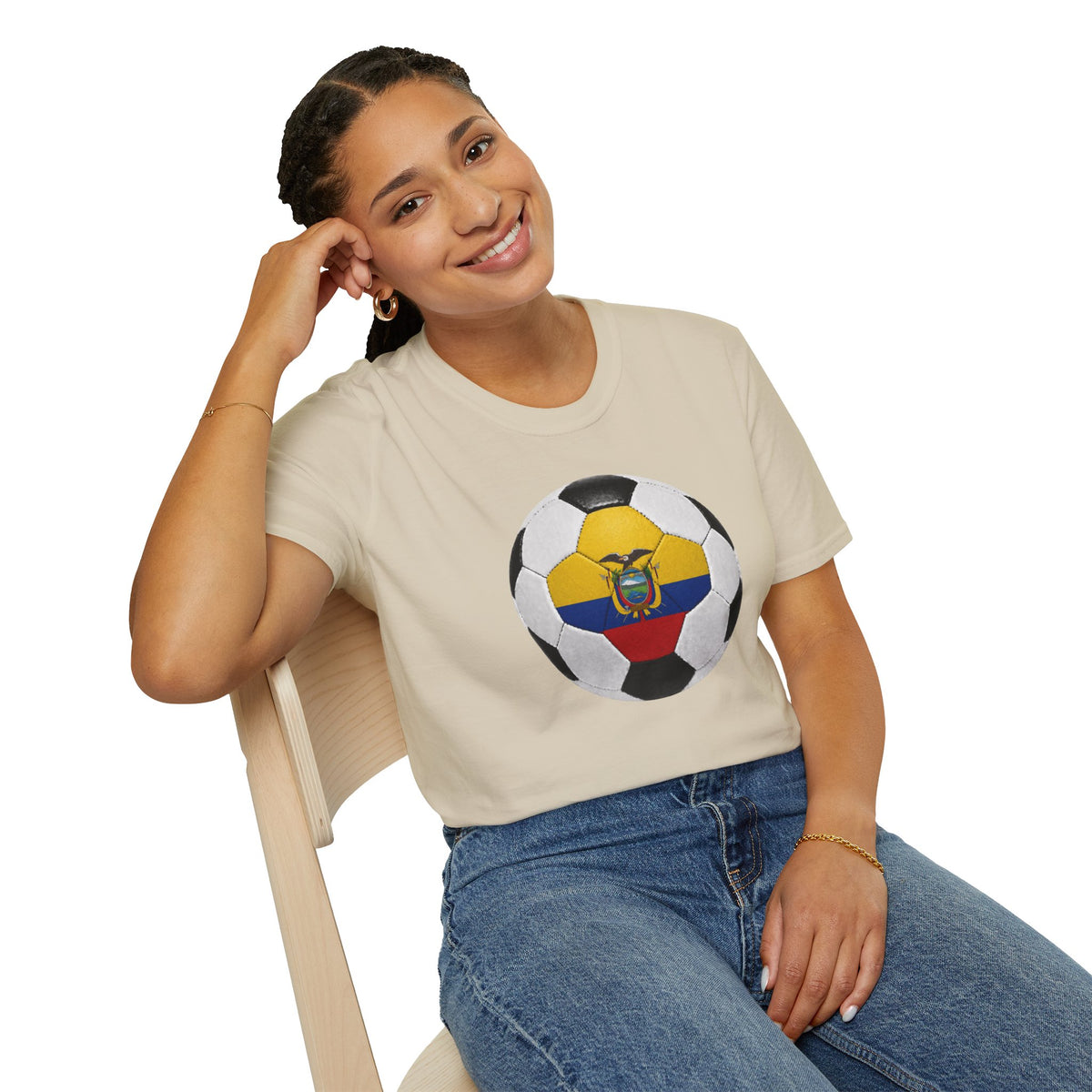 Ecuador Soccer Ball Shirt, Ecuador Futbol Tee, Yellow Blue Red Soccer T-Shirt, Game Day Fan Shirt, Sports Gift