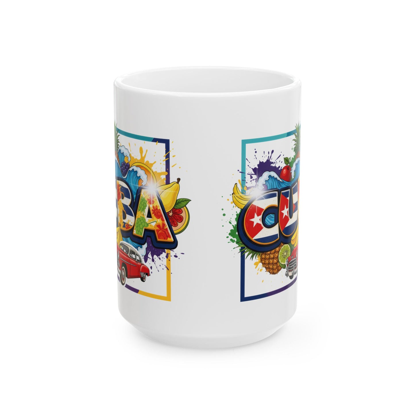 Colorful Cuban Flag Ceramic Mug, 11oz 15oz - Vibrant Cuba Souvenir Coffee Cup, Patriotic Tea Mug, Cuban American Gift, Kitchen Decor