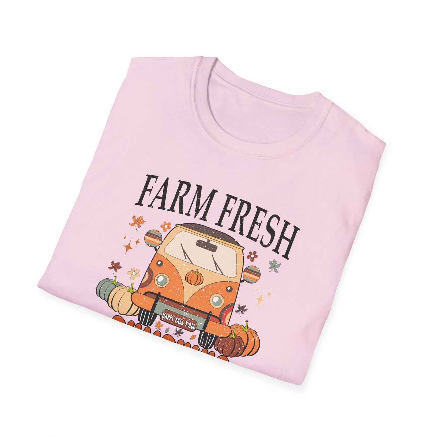 Farm Fresh Pumpkin Happy Fall Yall T-Shirt - Women's Autumn Tee, Thanksgiving Shirt, Pumpkin Thanksgiving Tee, Cozy Fall Tee for Her