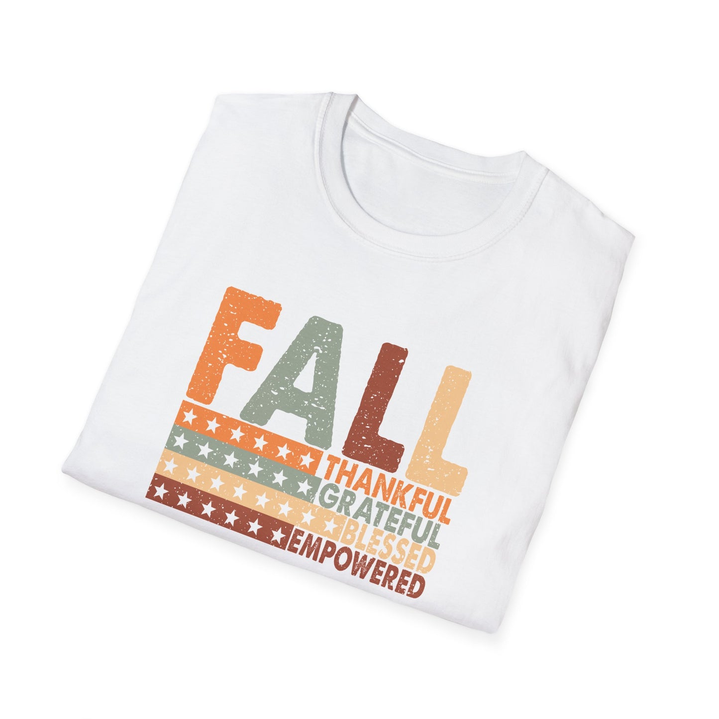 Fall Unisex Softstyle T-Shirt with Inspirational Words, Thankful, Grateful, Blessed, Empowered, Fall Tee, Hope Shirt, Thanksgiving Shirt