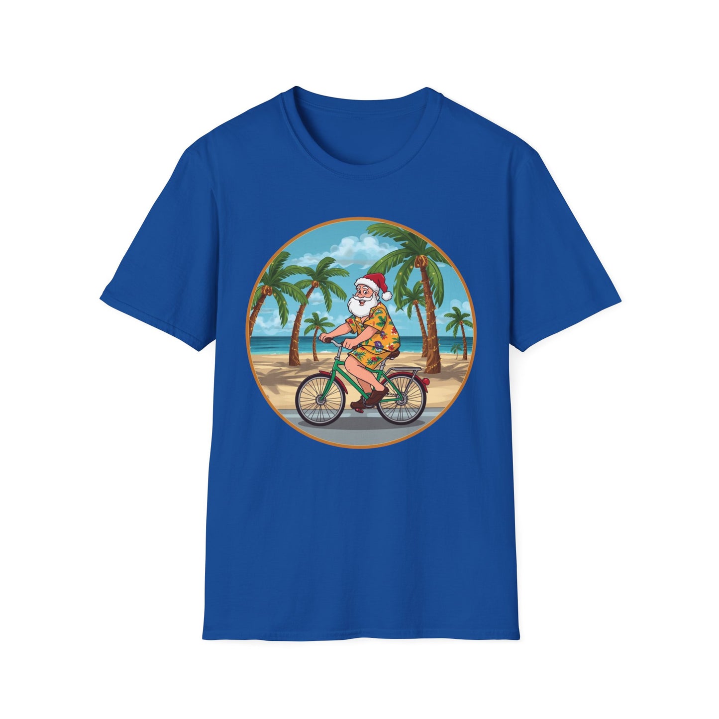 Tropical Santa riding a bicycle shirt, Family Christmas Shirts, Christmas T Shirt, Holiday Shirt, Cute Xmas Shirt for the family, Holiday Gift