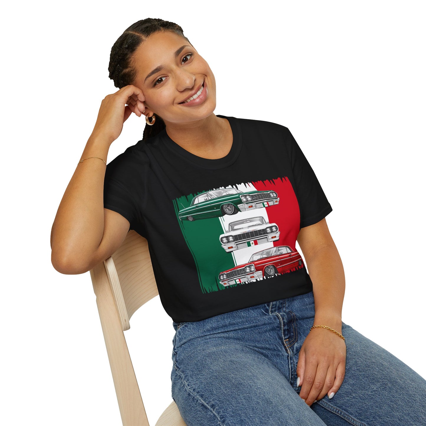 Lowrider Shirt, Mexican Flag Classic Car Tee, Vintage Car Graphic Shirt, Car Enthusiast Gift, Retro Auto Unisex Tee