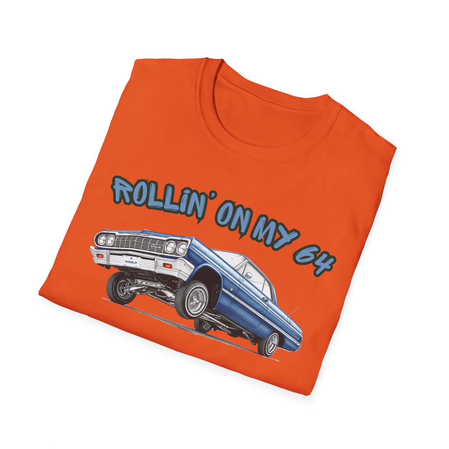 Lowrider Shirt, Rollin On My 64 Tee, Classic Car Graphic Shirt, Vintage Car Enthusiast Gift, Retro Auto Unisex Tee