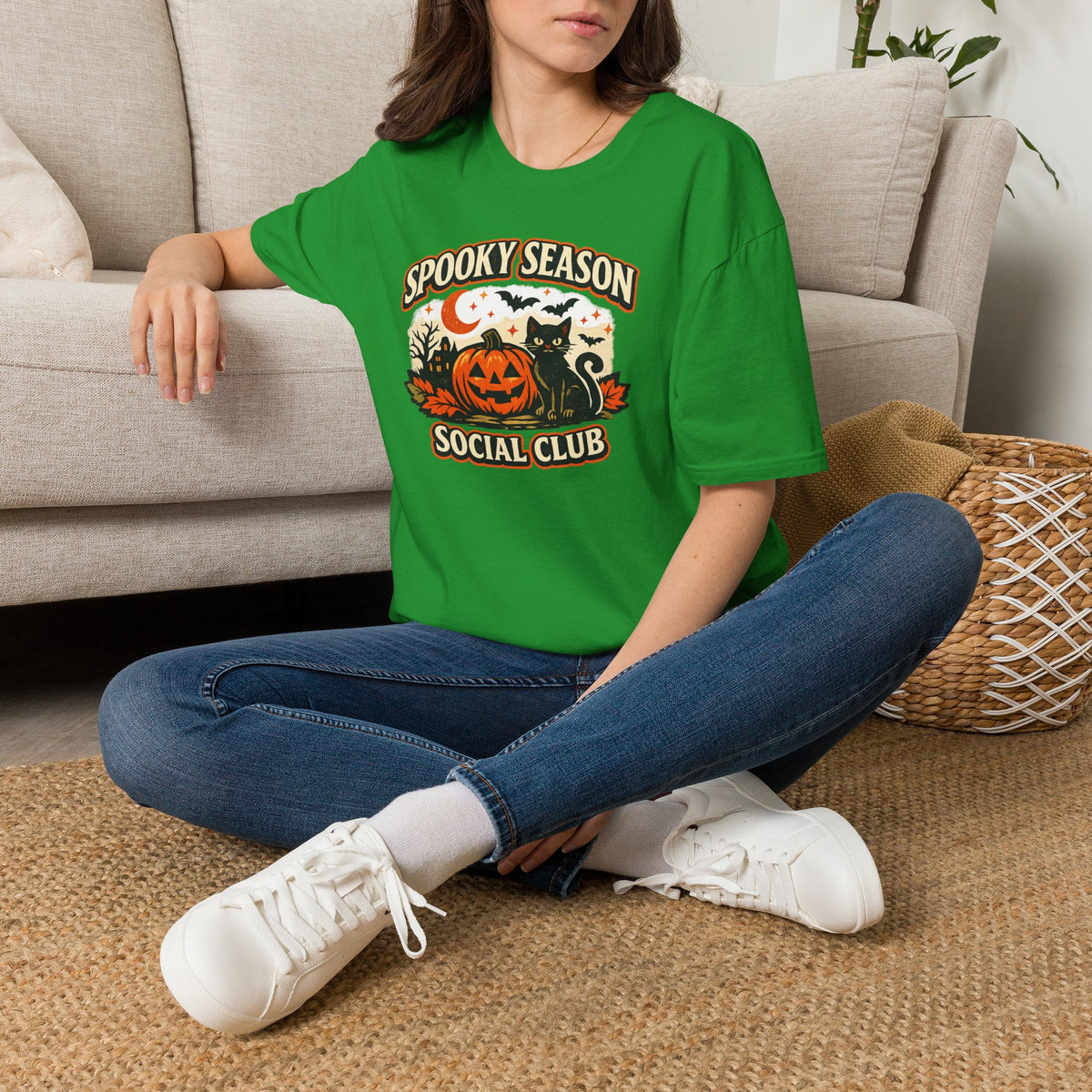 Halloween Black Cat Shirt, Spooky Season Social Club Tee, Pumpkin Cat T-Shirt, Cute Halloween Shirt, Fall Graphic Tee