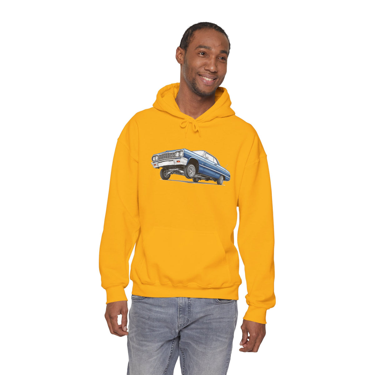 Classic Car Hoodie, Lowrider Car Hoodie, Blue Vintage Car Sweatshirt, Car Enthusiast Gift, Unisex Automotive Hoodie