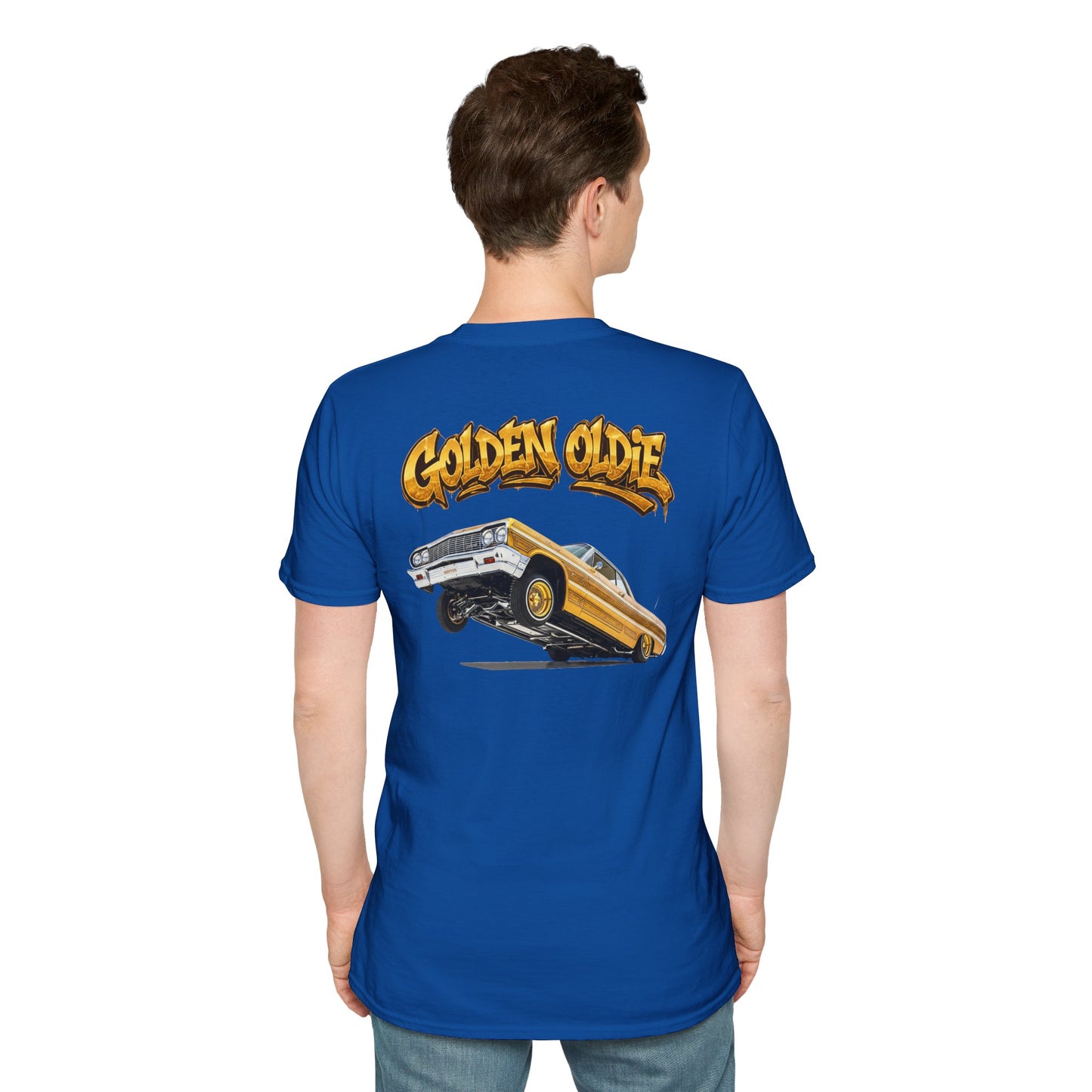 Back Print Lowrider Shirt, Golden Oldie Classic Car Tee, Vintage Car Enthusiast Shirt, Retro Auto Gift, Unisex Car Lover Tee