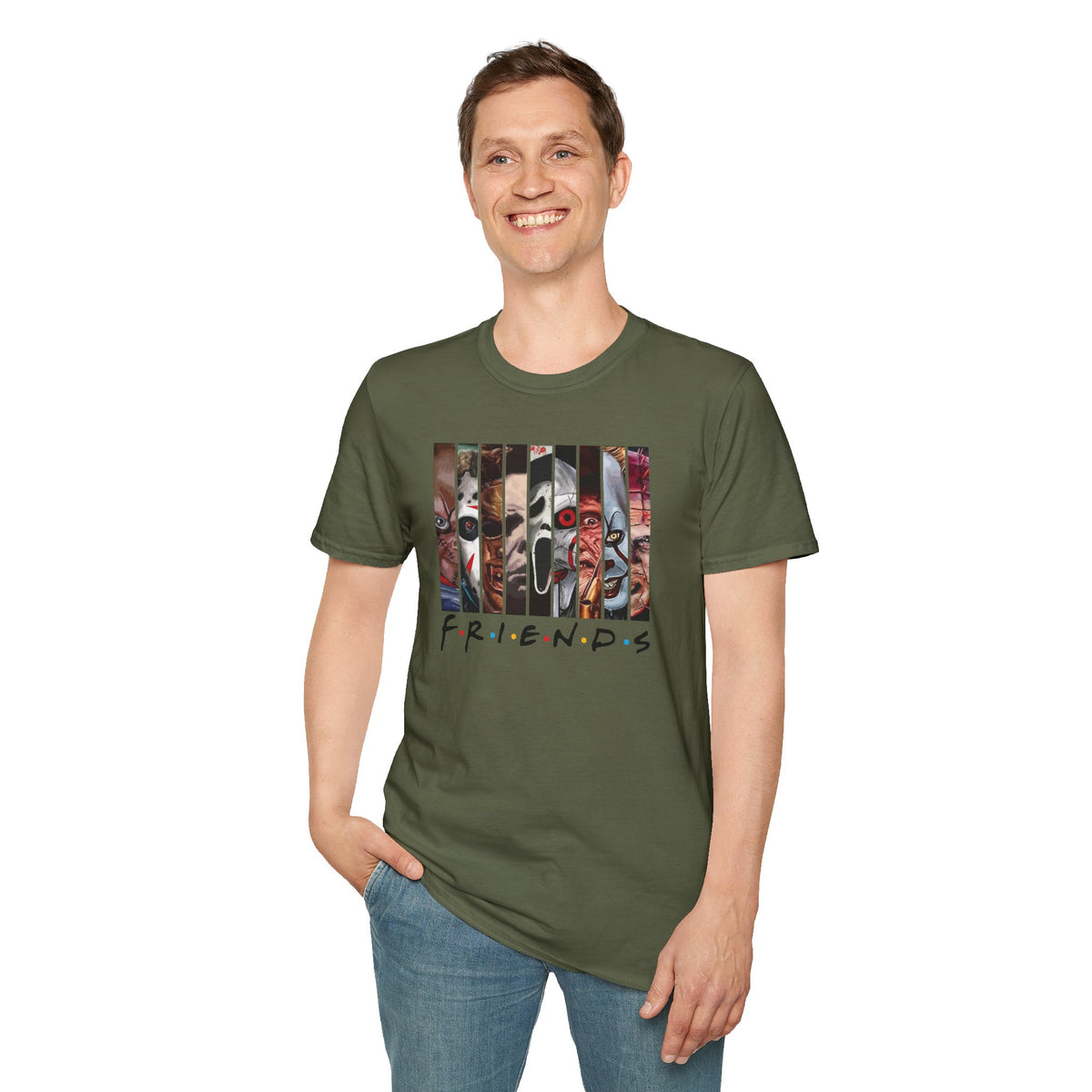 Horror Movie Villains Halloween Friends Softstyle T-Shirt, Scary Movie Tee, Halloween Shirt, Horror Movie Fan Gift, Horror Movie Characters