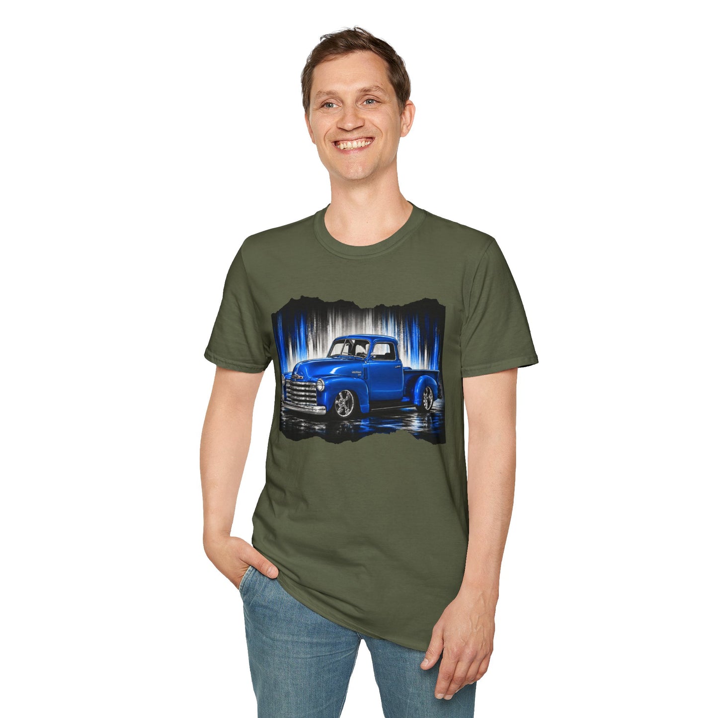 Vintage Truck Shirt, Blue Pickup Truck Tee, Classic Truck Graphic Shirt, Truck Enthusiast Gift, Retro Auto Unisex Tee