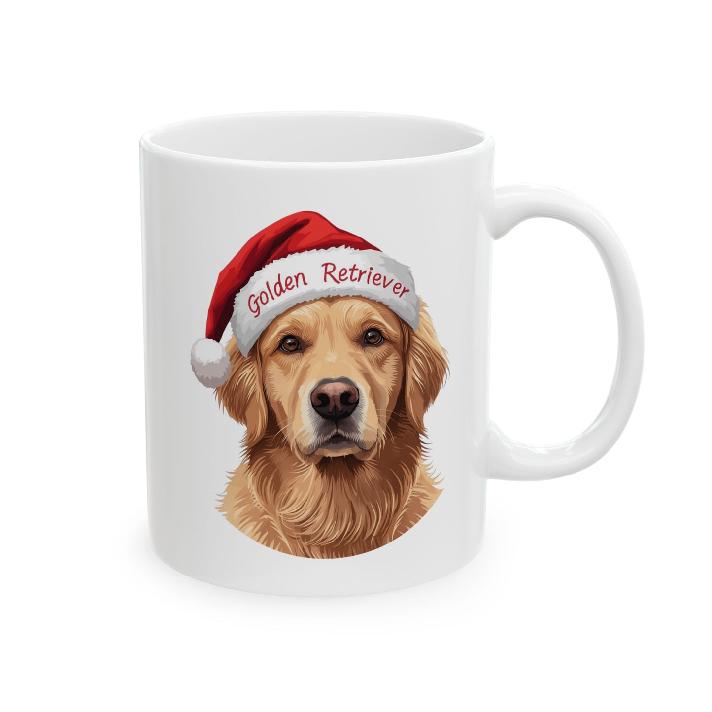 Golden Retriever Holiday Portrait Mug – Cute Holiday Coffee Cup, Festive Golden Retriever Ceramic Mug, Christmas Gift Idea (11oz/15oz)