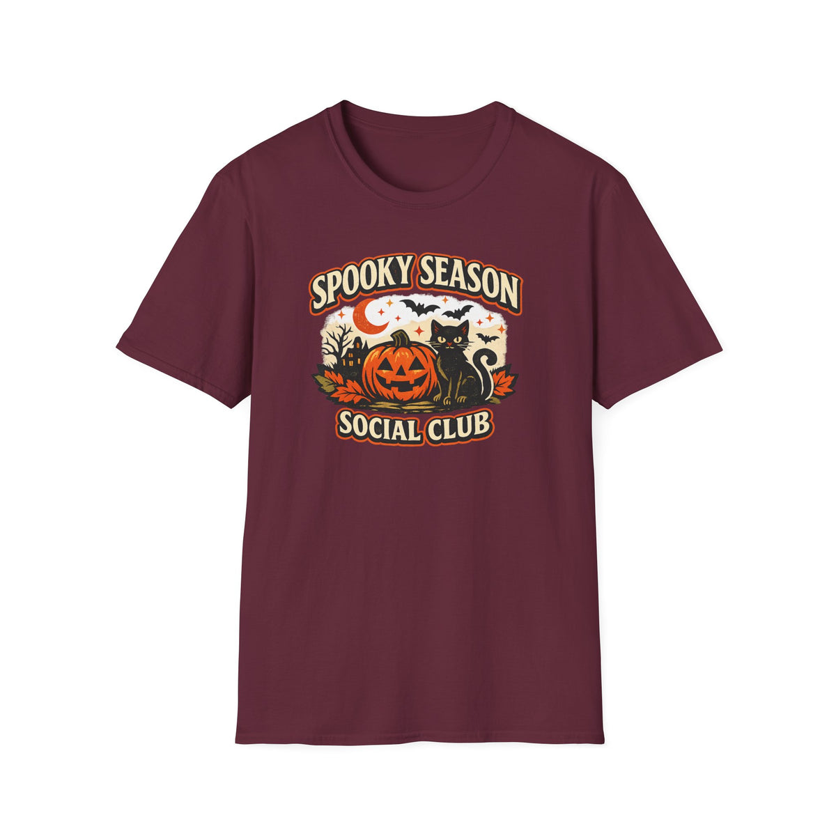 Halloween Black Cat Shirt, Spooky Season Social Club Tee, Pumpkin Cat T-Shirt, Cute Halloween Shirt, Fall Graphic Tee
