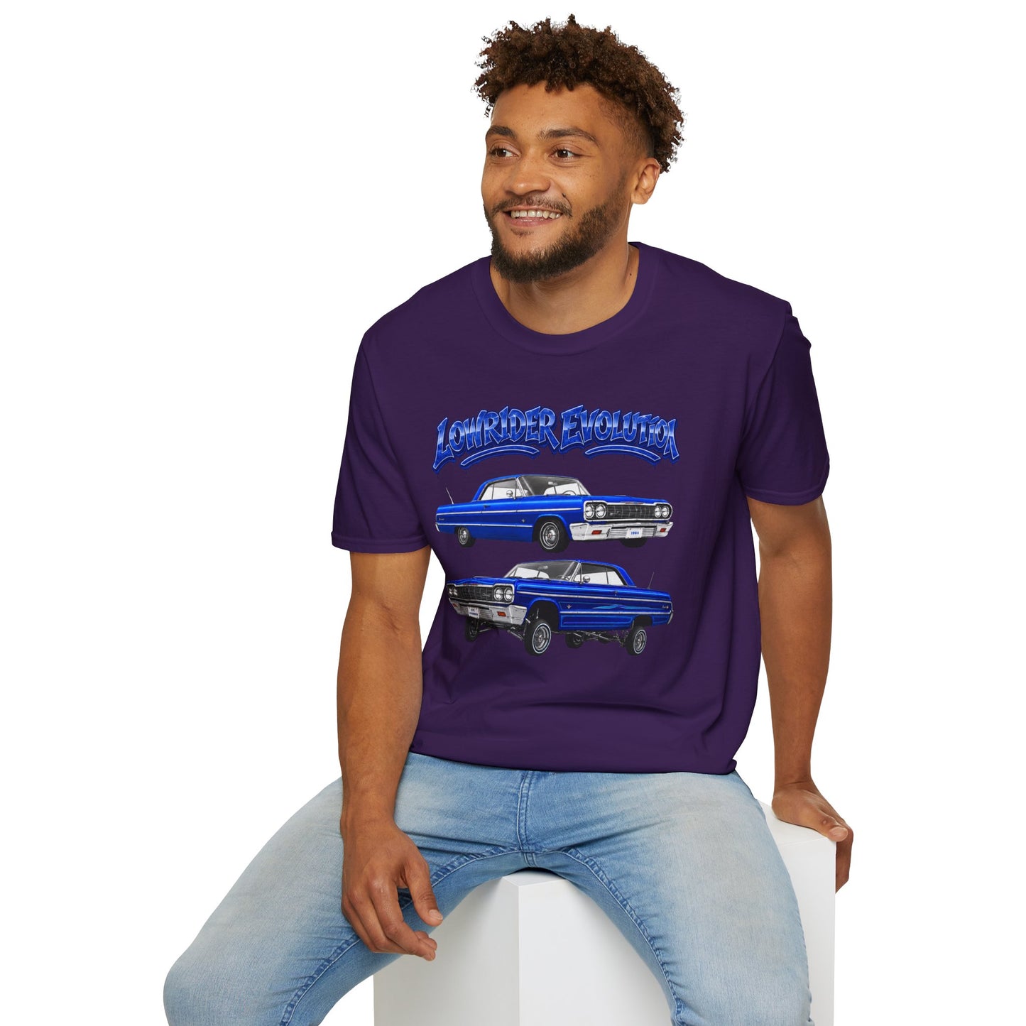 Classic Lowrider Shirt, Lowrider Evolution Tee, Blue Vintage Car Shirt, Car Enthusiast Gift, Retro Auto Graphic Tee
