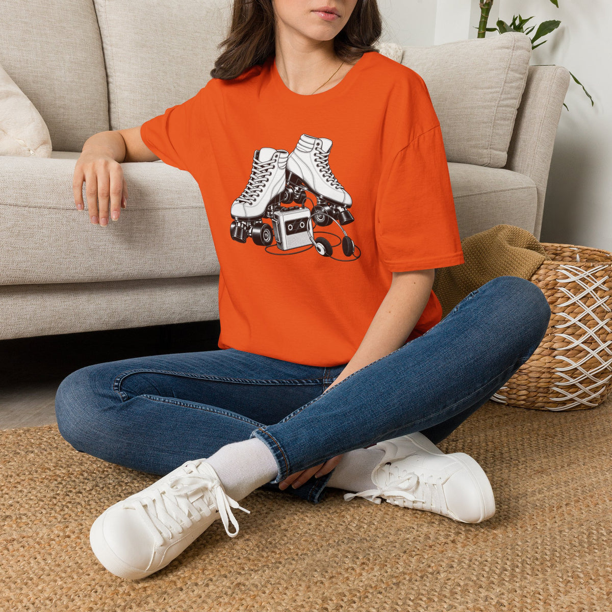 Roller Skate T-Shirt, Retro Cassette Tee, Vintage Roller Rink Shirt, Music Lover Gift, Skater Tee